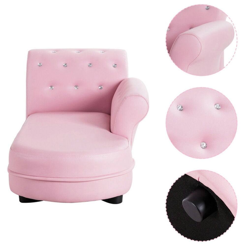 Back. Kadyn - Armrest Relax Chaise Lounge Kids Sofa, Kids Chairs for Kids - Pink.