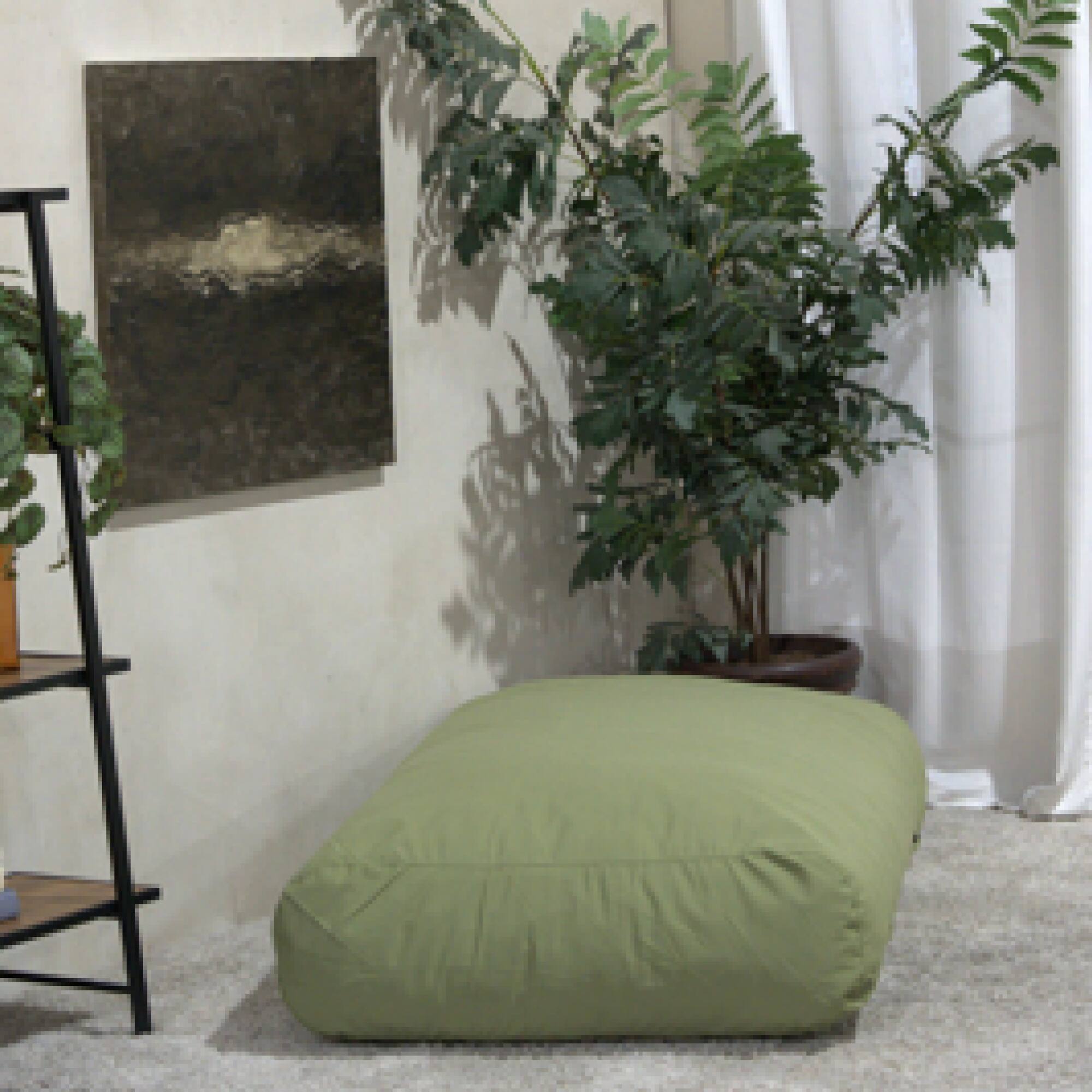 Left. GOODSILO - Water Resistant Lounger Bean Bag Chair with Removable Cover and High-Density Foam Filling - Green.