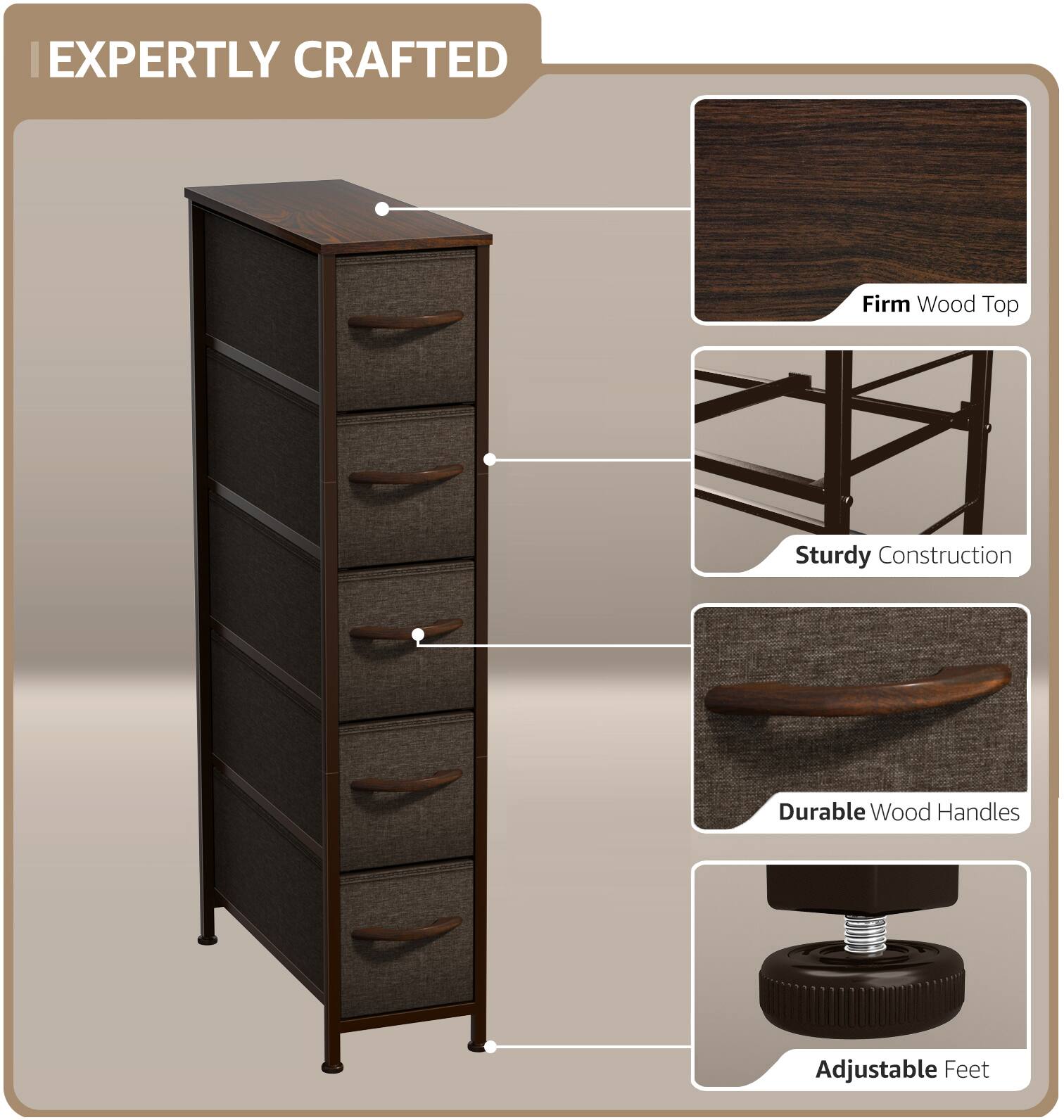 EXPERTLY CRAFTED

- Firm Wood Top
- Sturdy Construction
- Durable Wood Handles
- Adjustable Feet