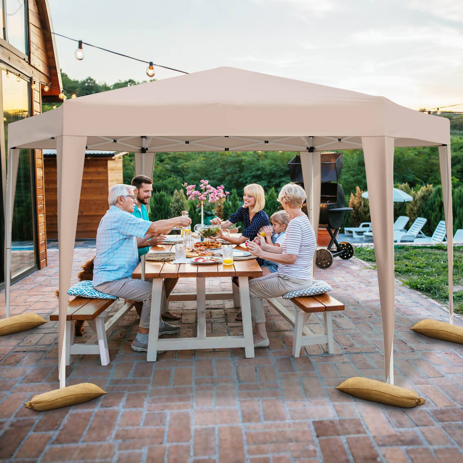 Alt View 2. Costway - Costway 13 x 11.5 FT Hexagonal Gazebo Shelter with 3 Adjustable Height Carrying Bag - Beige.