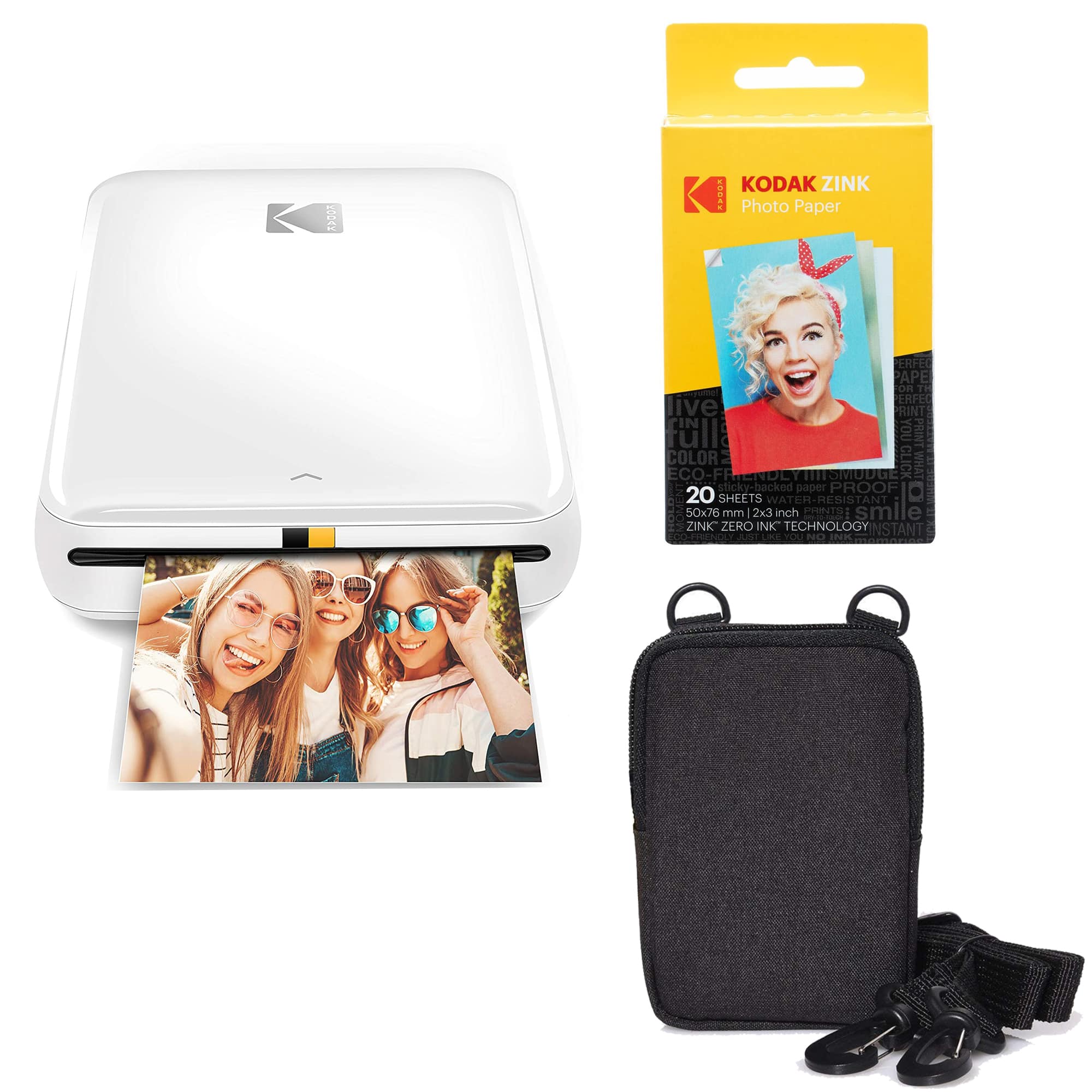 Kodak - Step Mobile Instant Photo Printer 2x3" & Photo Paper Go Bundle for iOS & Android - White