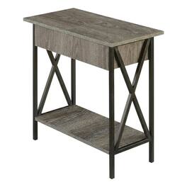 FurniFact - Glass Finish Flip Top Table with Compact Design for Living Room Use - Weathered Gray