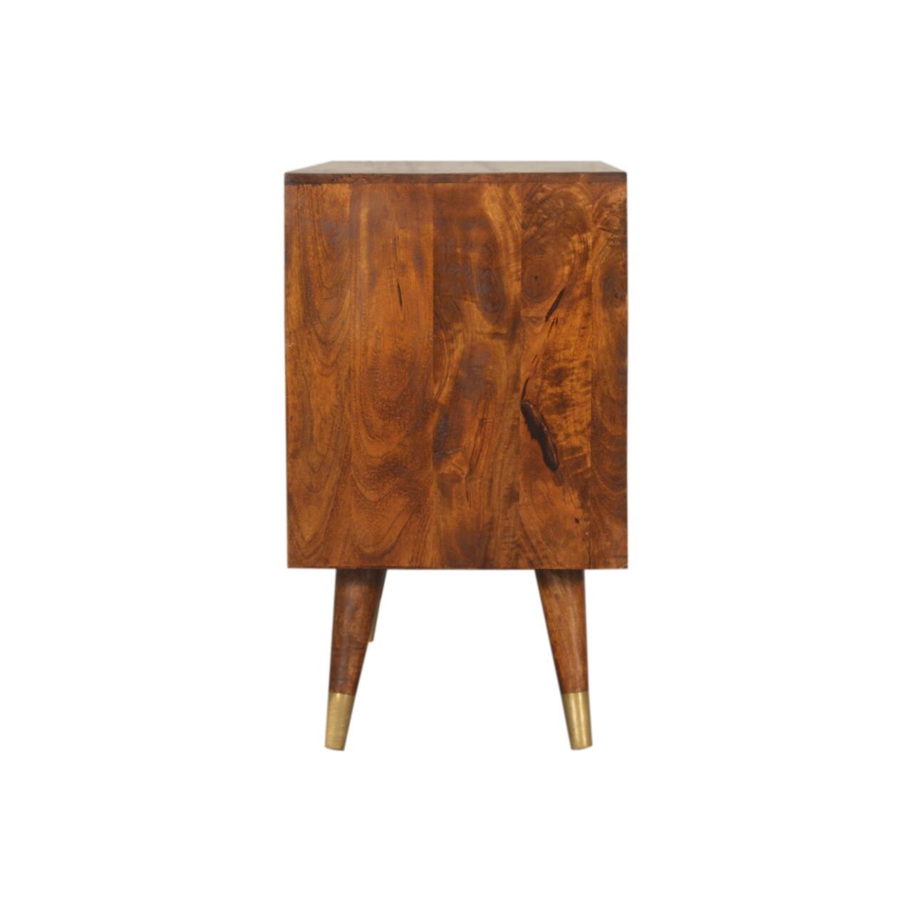 Alt View 4. Artisan Furniture - Artisan Furniture Solid Wood Manila Gold Sideboard, 3 Drawers, 2 Shelves, Gold and Brown - Brown and Gold.