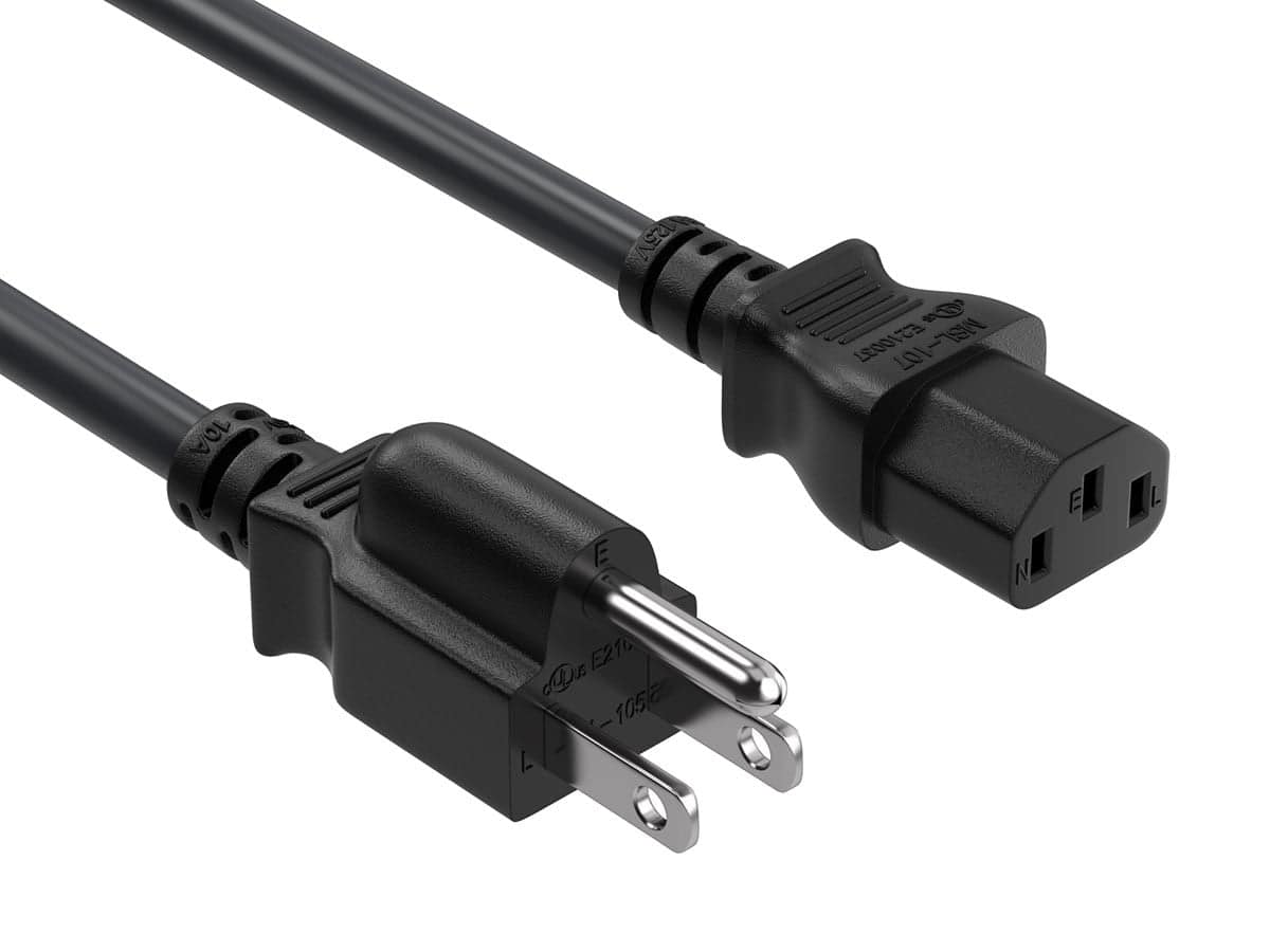Cable Leader - 3ft Computer Power Cord, NEMA 5-15P to IEC C13, 18 AWG SVT, 10A 125V, UL Listed - Black