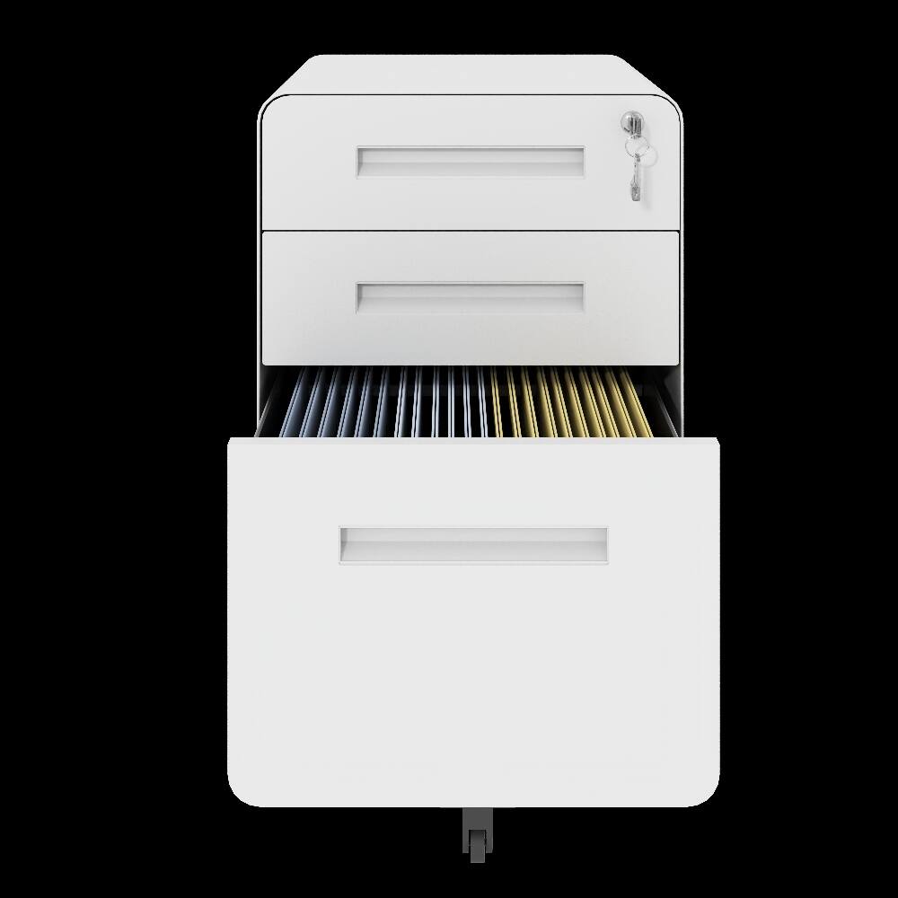 Alt View 3. Loheer - Loheer 3-Drawer Mobile File Cabinet Metal Storage Cabinet White.