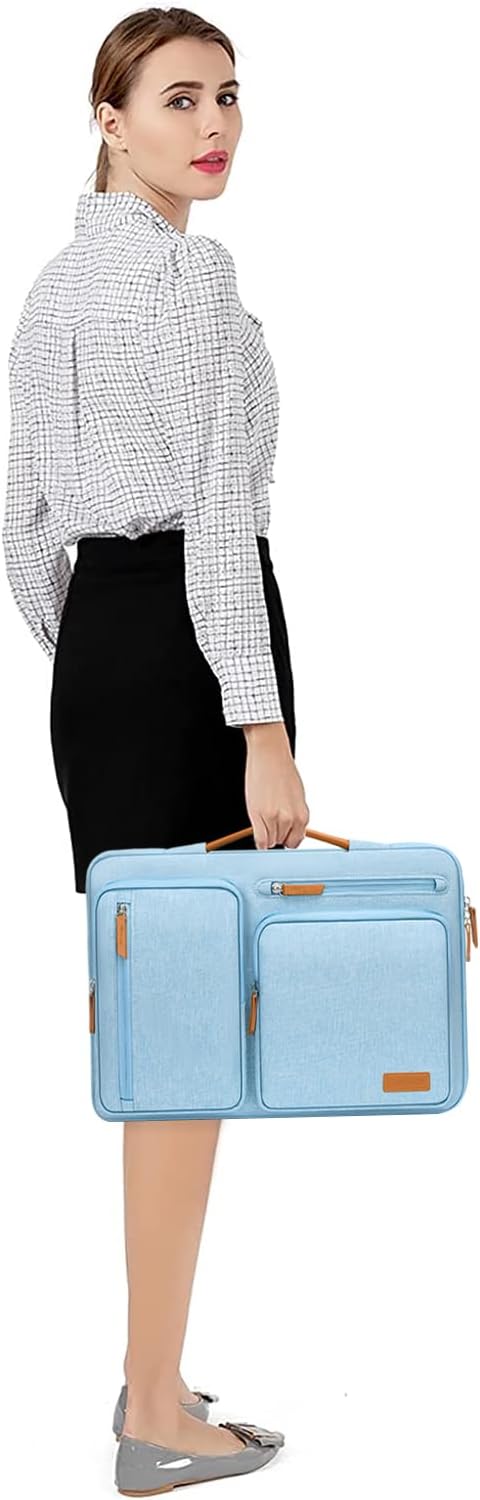 Alt View 2. mosiso - 360 Protective Laptop Handbag Sleeve 15-15.6 inch for MacBook Pro 16 HP Acer Dell Lenovo ASUS - Air Blue.