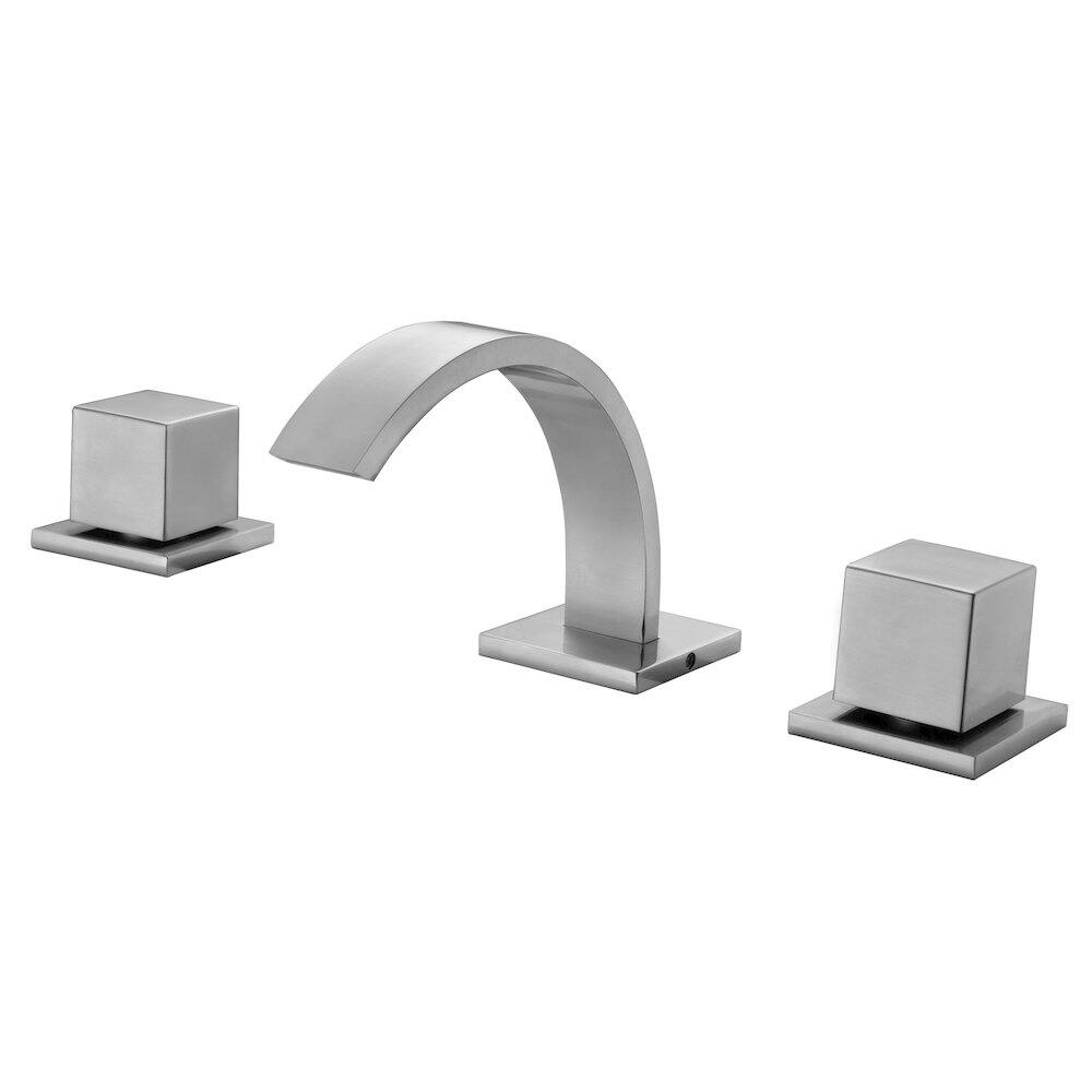 Front. Alfi - Brushed Nickel Modern Widespread Bathroom Faucet - Silver.
