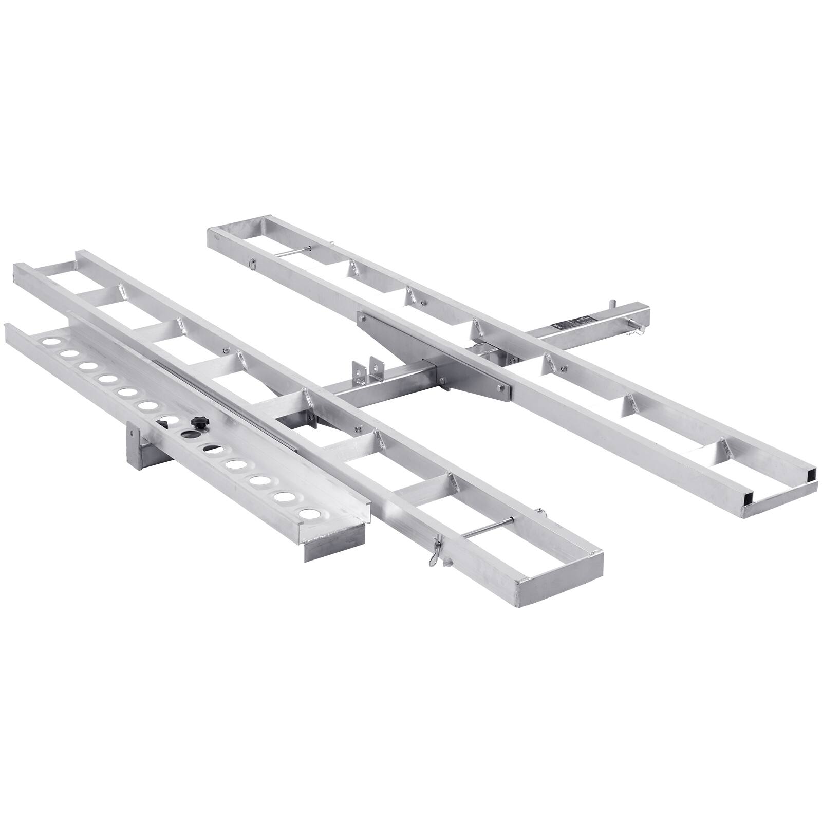 Alt View 5. VEVOR - Motorcycle Carrier, 2-Bike 600 LBS Aluminum Motorcycle Carrier Hitch Mount, Loading Ramp, Scooter Dirt Bike Trailer - Silver.