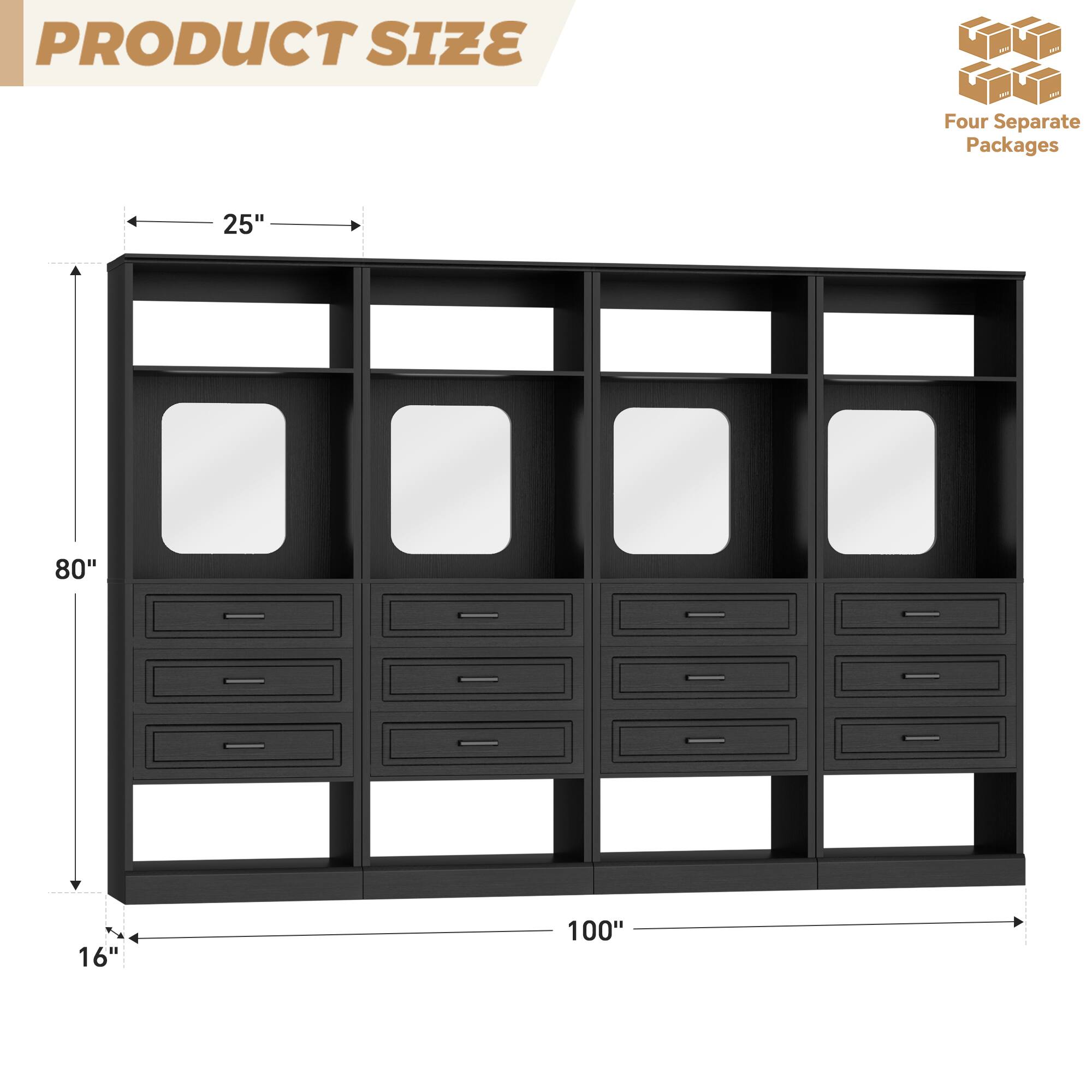 PRODUCT SIZE  
MF NO Four Separate Packages  
25"  
80"  
16"  
100"