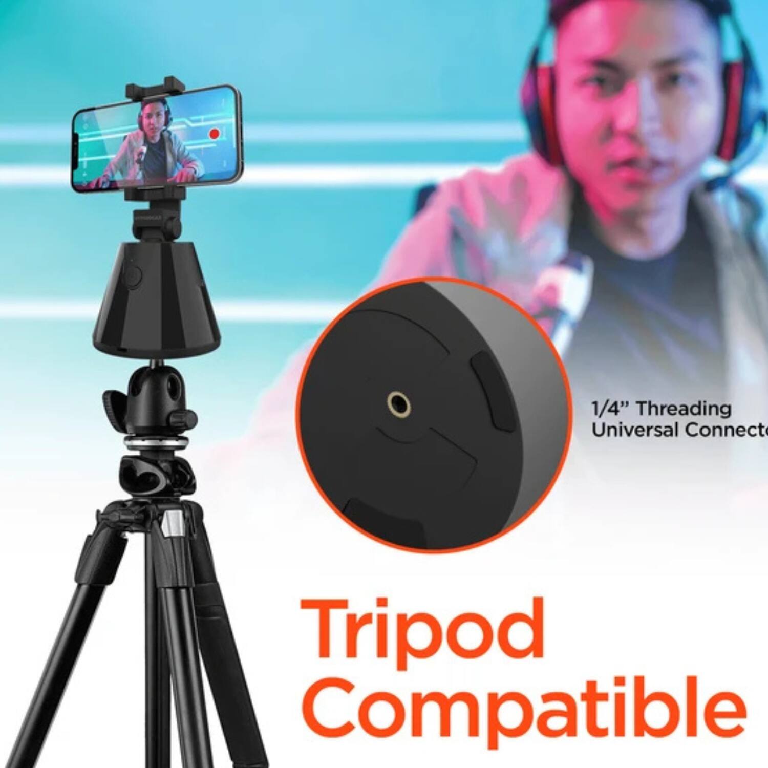 Angle. Stock Preferred - 360° Auto-Tracking Phone Mount - Black.