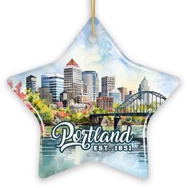OrnamentallyYou - Portland City Skyline Ceramic Ornament Oregon Travel Souvenir Christmas Decoration - Multi-colored