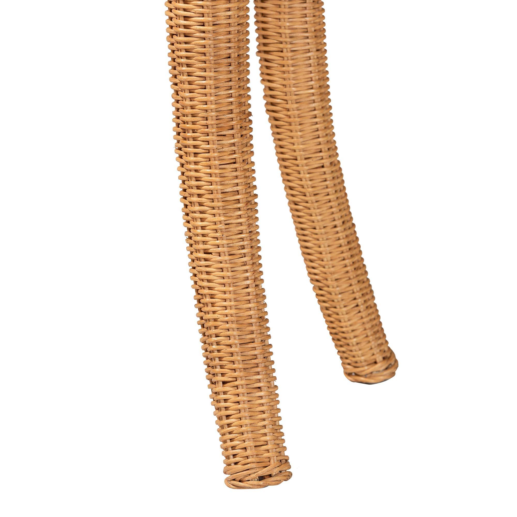 Alt View 1. bali & pari - Deborah Natural Rattan Console Table - Handwoven Wicker Accent Table with Cabriole Legs, Scalloped Coastal Cottage - Light Honey.