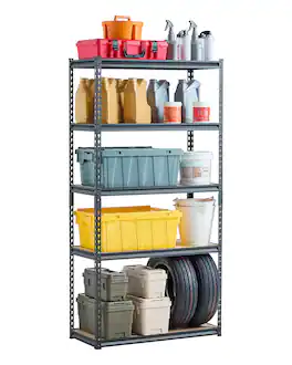 VEVOR - Storage Shelves, 2000 lbs, 5 Tier Garage Storage Shelving, 16" D x 36" W x 71.4" H Adjustable Metal Shelves - Black