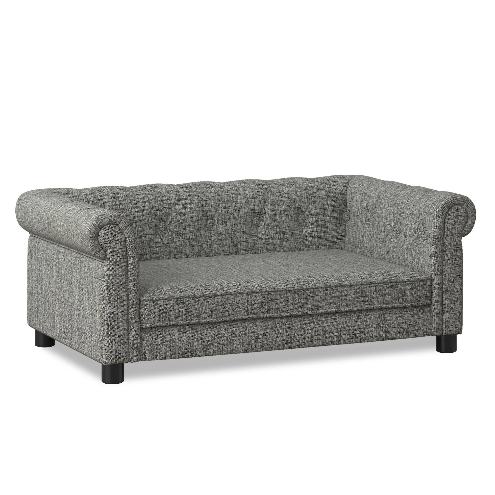 Alt View 5. APRILSOUL - Elegant rectangular pet bed for small and medium sized dogslinen fabric dog sofa Light grey - LIGHT GREY.