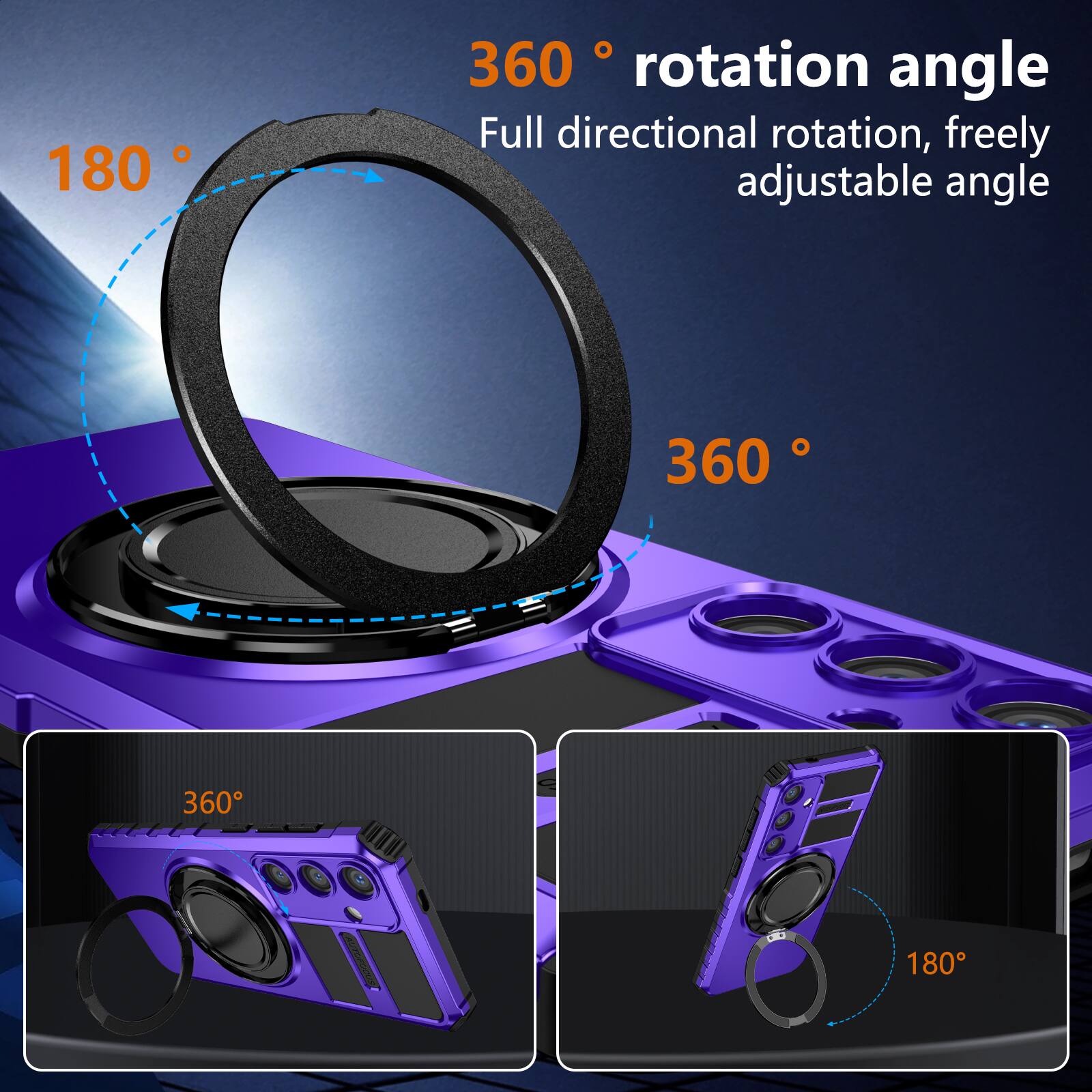 360° rotation angle  
Full directional rotation, freely adjustable angle