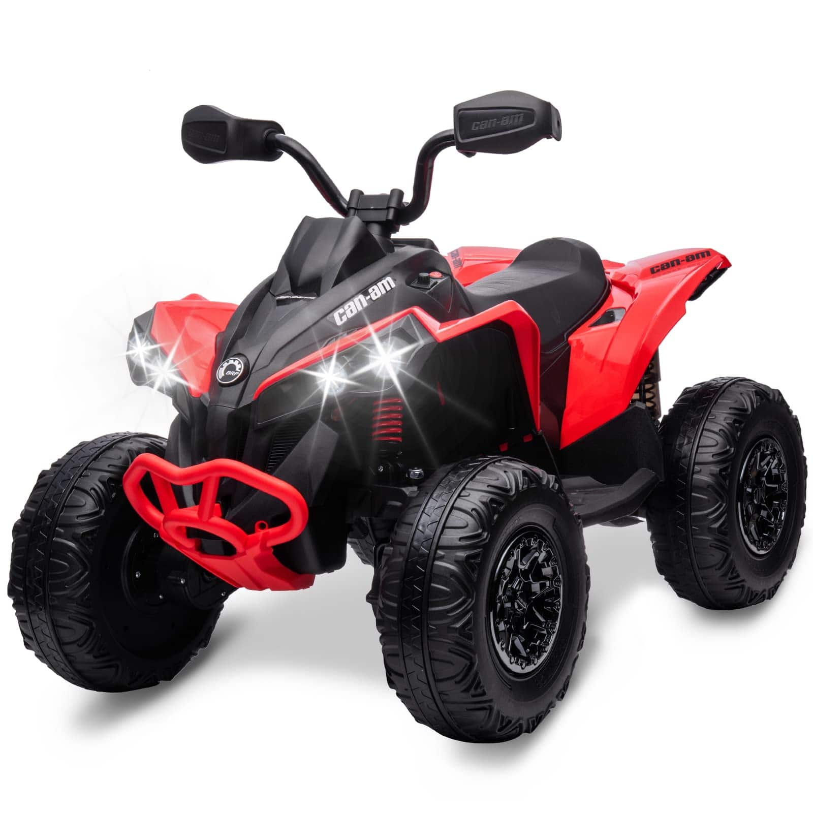 Qeetex - Kids 12V Ride On Electric ATV, Licensed Bombardier BRP Can-Am 4 Wheeler Quad, LED Lights, Music, High/Low Speeds