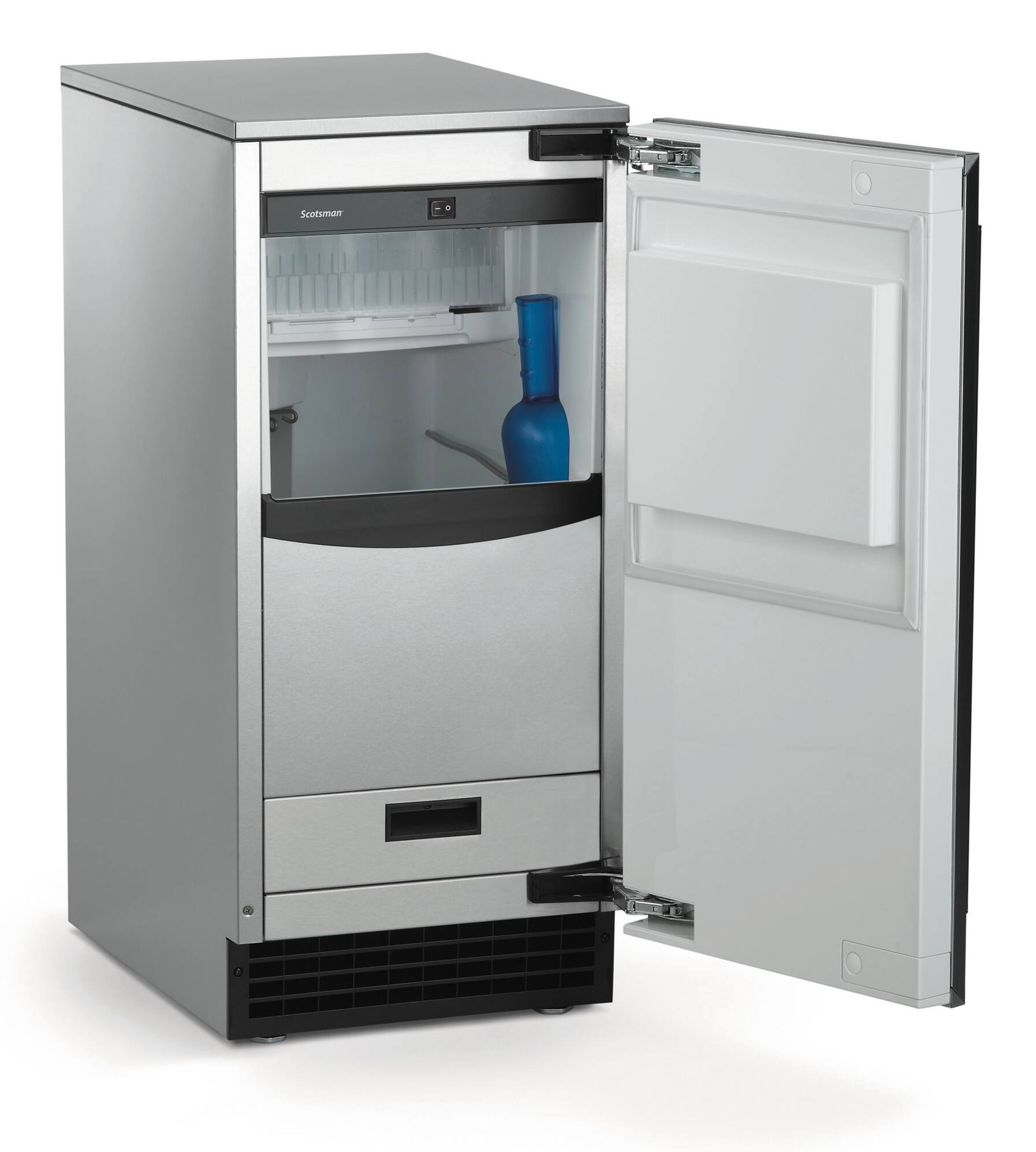 Alt View 1. Scotsman - 35 lb Built-in Panel Ready Indoor Gourmet Top Hat Clear Ice Machine with Pump - Panel Ready.