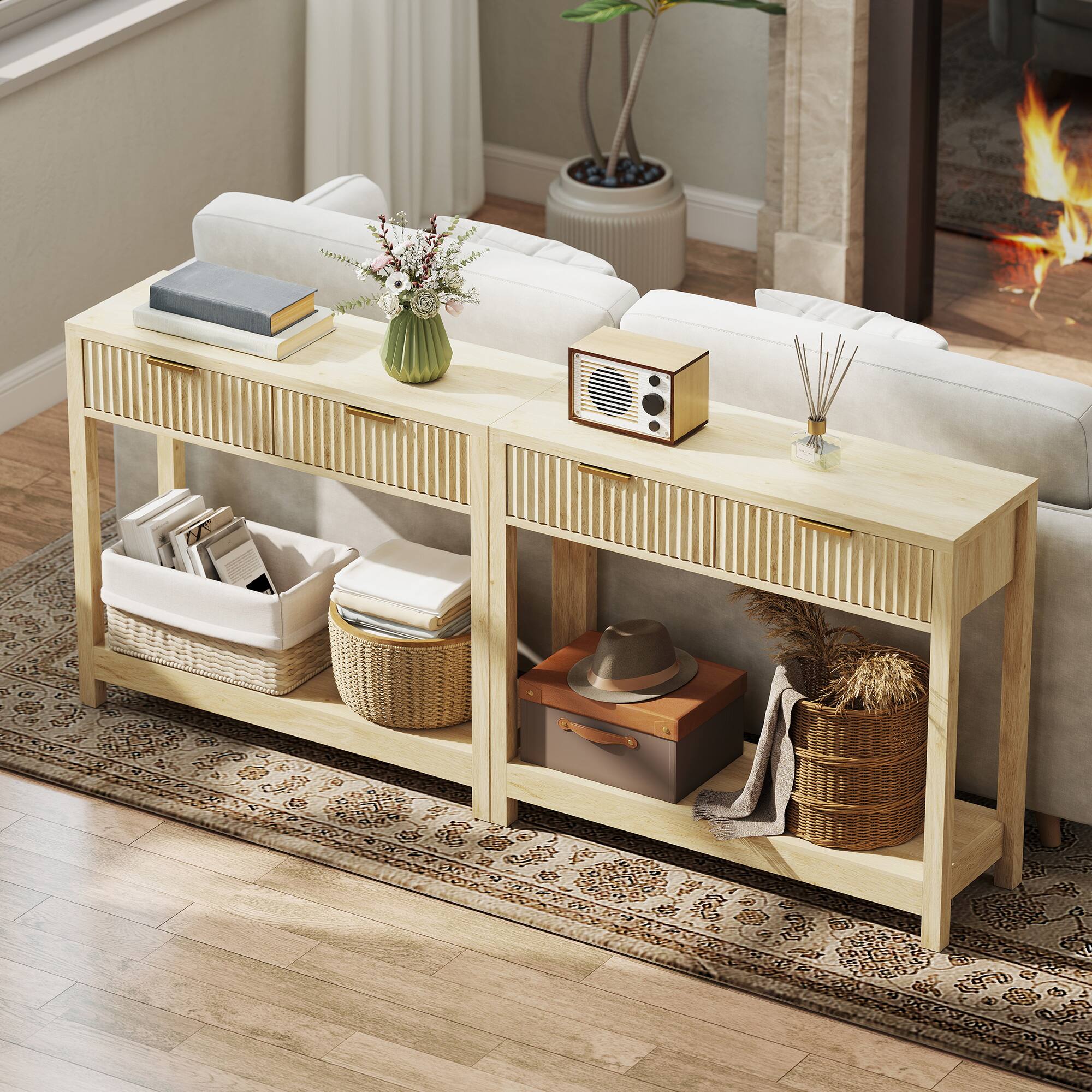 Alt View 8. Homcom - Console Table with Storage - Natural Wood.