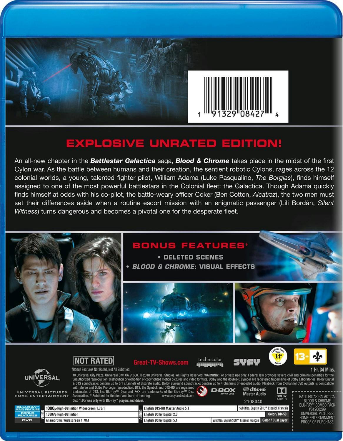 Back. Battlestar Galactica: Blood and Chrome (Unrated Edition) [Blu-ray].