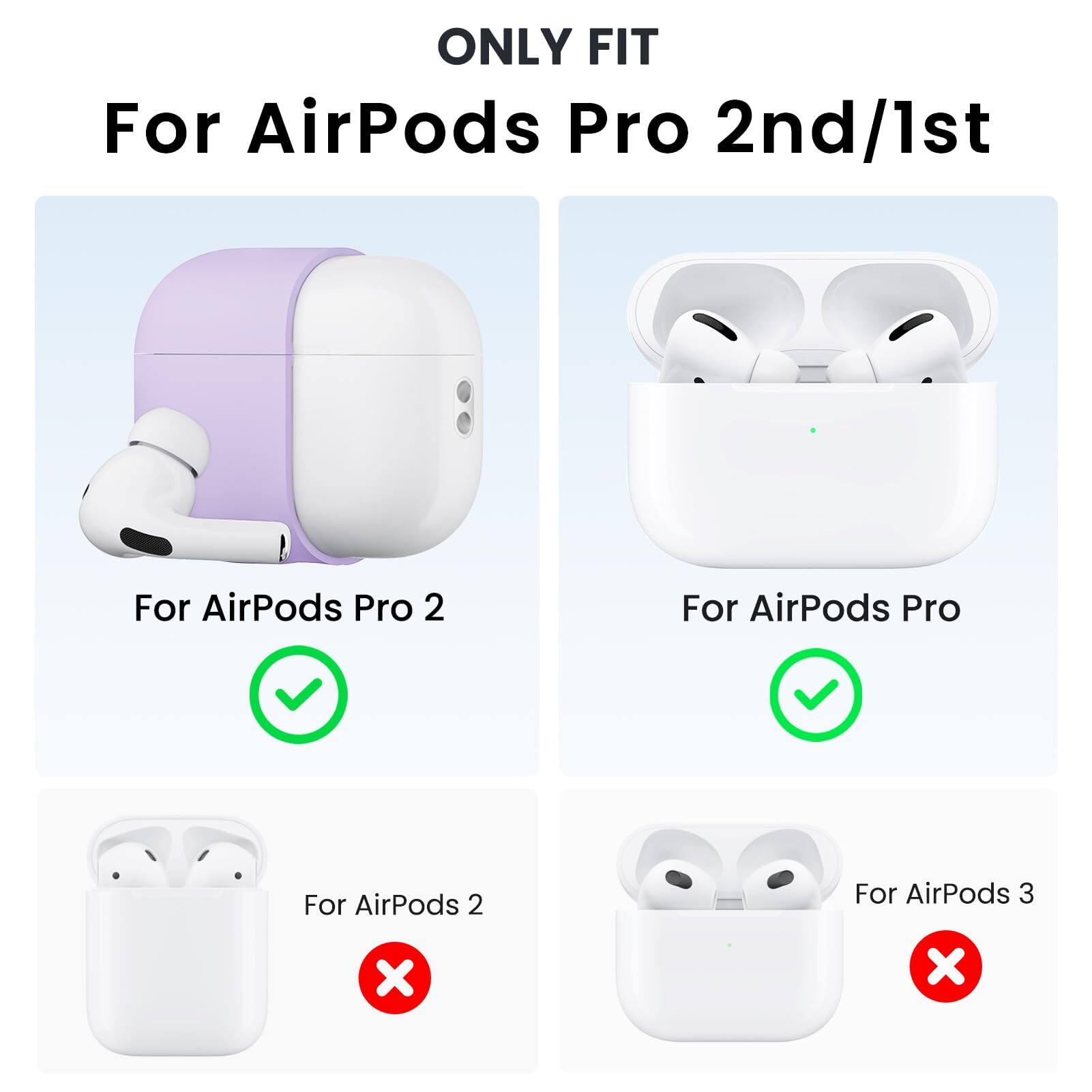 ONLY FIT
For AirPods Pro 2nd/1st
For AirPods Pro 2
For AirPods Pro
For AirPods 2
For AirPods 3
x
x