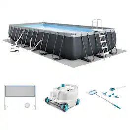 Intex - 26367EH 24' x 12' x 52" Ultra XTR Frame Swimming Pool w/ Robot Vacuum - Gray