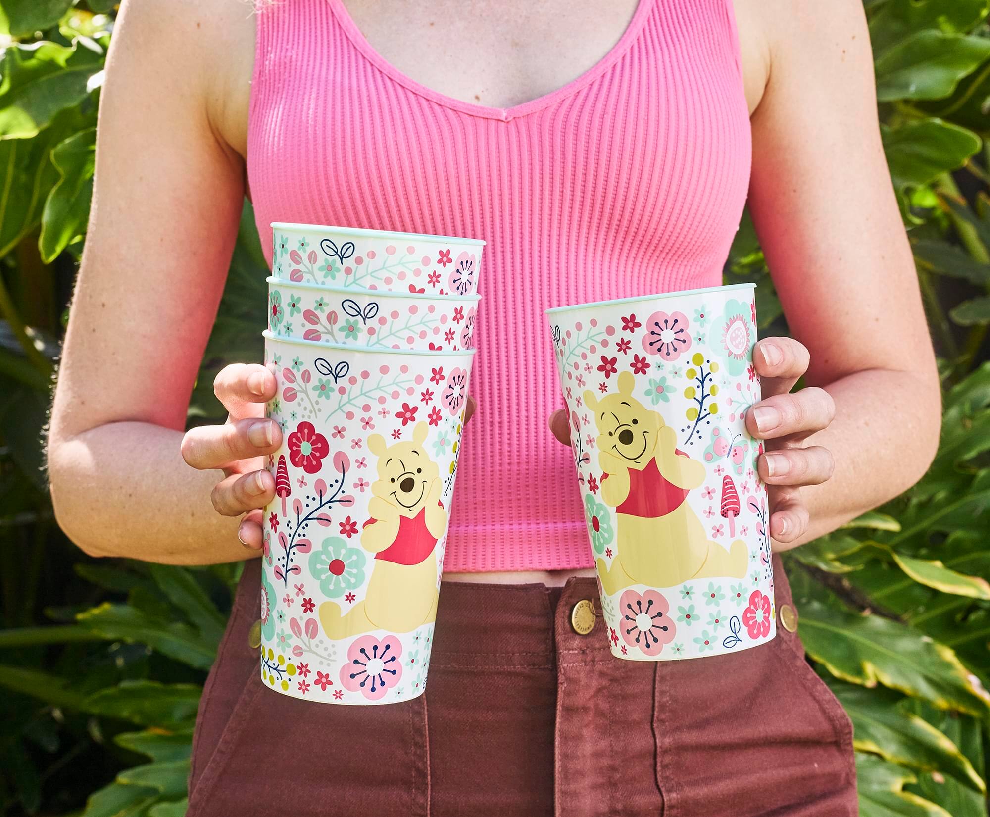 Alt View 3. Silver Buffalo - Disney Winnie The Pooh Flowers 22-Ounce Plastic Cups | Set Of 4 - White.