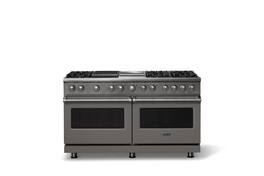 Viking - 60 in. Wide 8 Burner Pro 5 Series 9.4 Cu. Ft. Freestanding Sealed LP Dual Fuel ConvectionRange - Damascus Gray