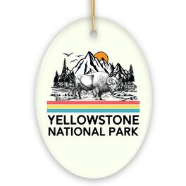 OrnamentallyYou - Vintage Yellowstone National Park Ornament Oval Version - Multi-colored