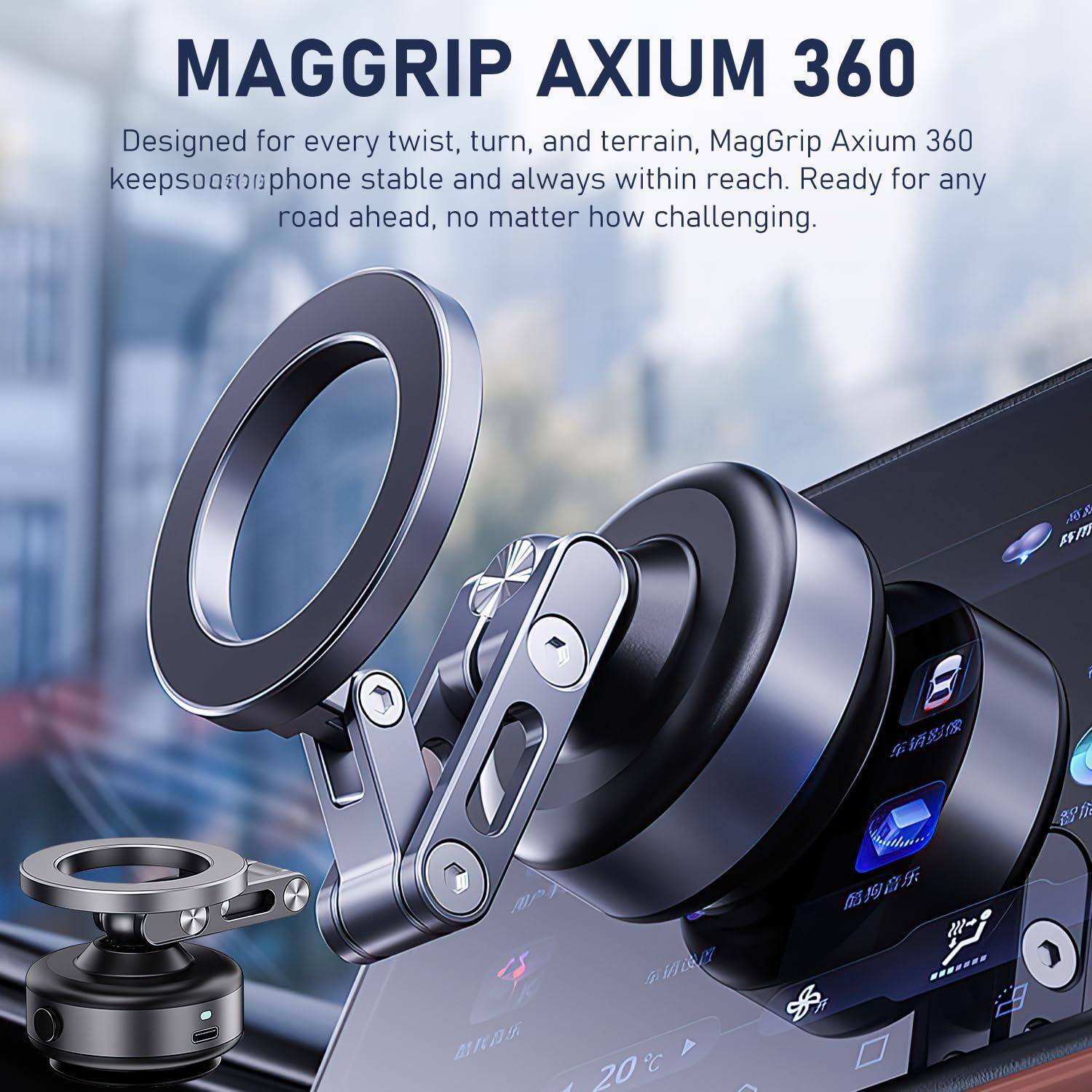MAGGRIP AXIUM 360

Designed for every twist, turn, and terrain, MagGrip Axium 360 keeps your phone stable and always within reach. Ready for any road ahead, no matter how challenging.