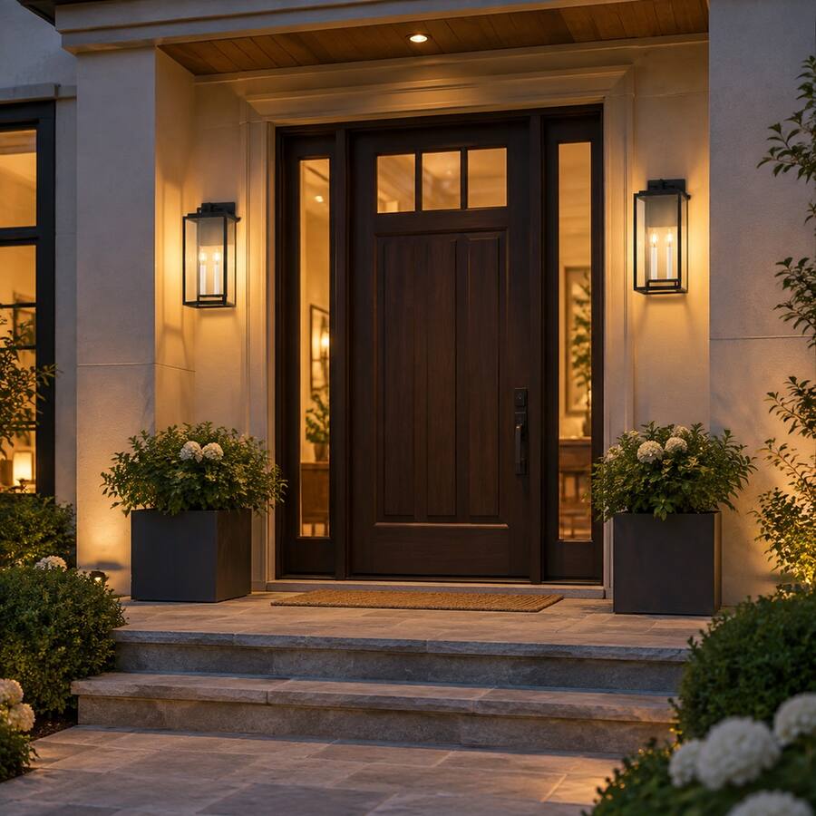 Kvp Setting RYHNUYNE 18 In Outdoor Wall Light, 2 Light Clear Tempered Glass E12 ...
