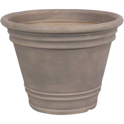 Front. Sunnydaze - 20 in Franklin Polyresin Planter with UV-Resistant Finish - Beige.