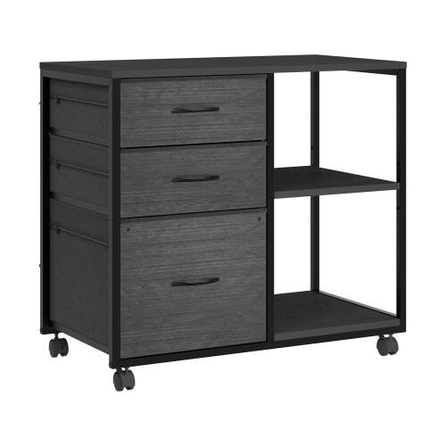 Alt View 2. Winado - Mobile 3-Drawer Rolling Filing Under-Desk File Cabinet with Adjustable Storage 2 Shelves, 28" Tabletop Printer Stand - Black.