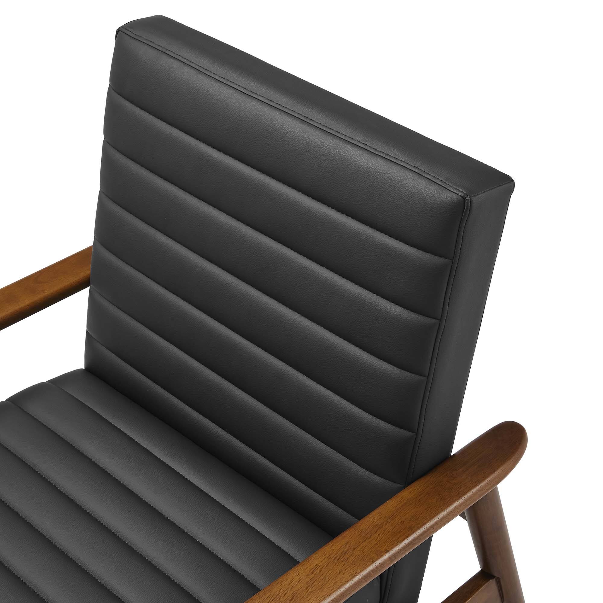 Alt View 5. Modway - Jensen Vegan Leather Accent Chair by Modway - Walnut Black.