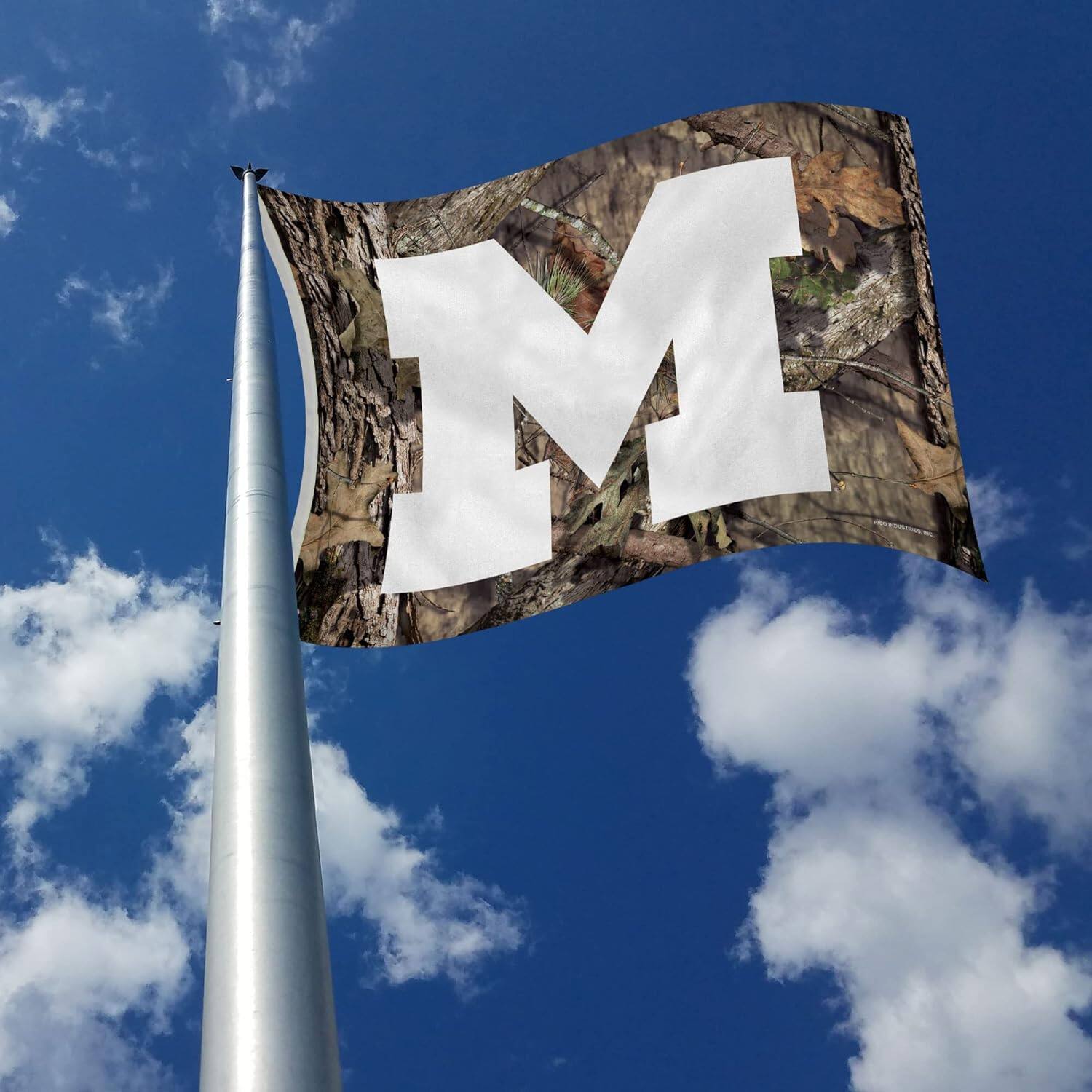 Alt View 2. Rico Industries - Michigan Wolverines Bold Mossy Oak Camo Design 3x5 Indoor/Outdoor Banner Flag - Multi.