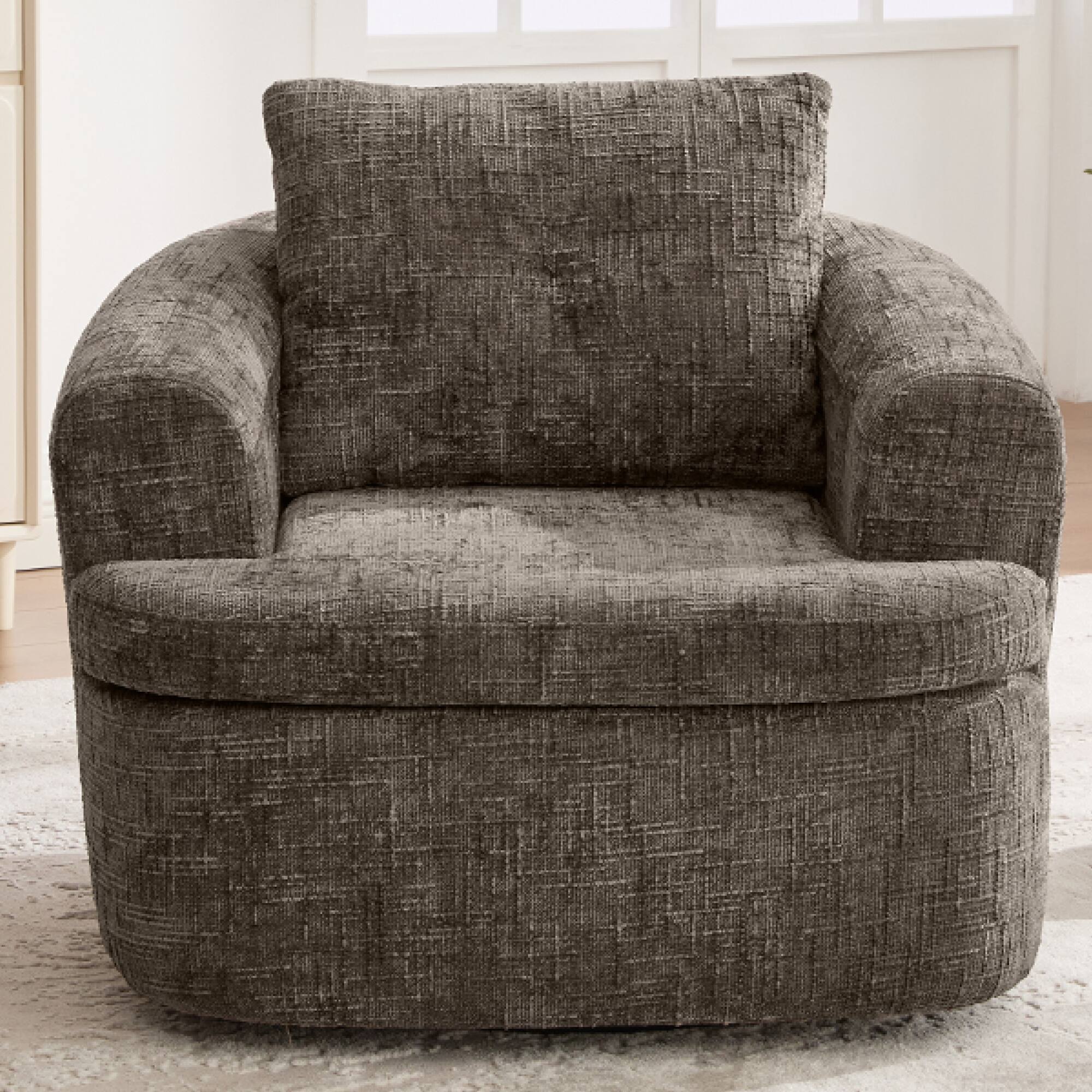 Alt View 2. GOODSILO - Modern 360-Degree Swivel Accent Barrel Chair with Dual-Layer Cushion Design for Living Room and Office - Brown.