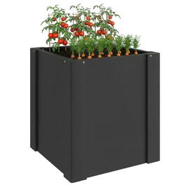 Outsunny - Garden Bed Galvanized Planter Box Outdoor with Gloves for Gardening Vegetables, Flower, Herb - Black
