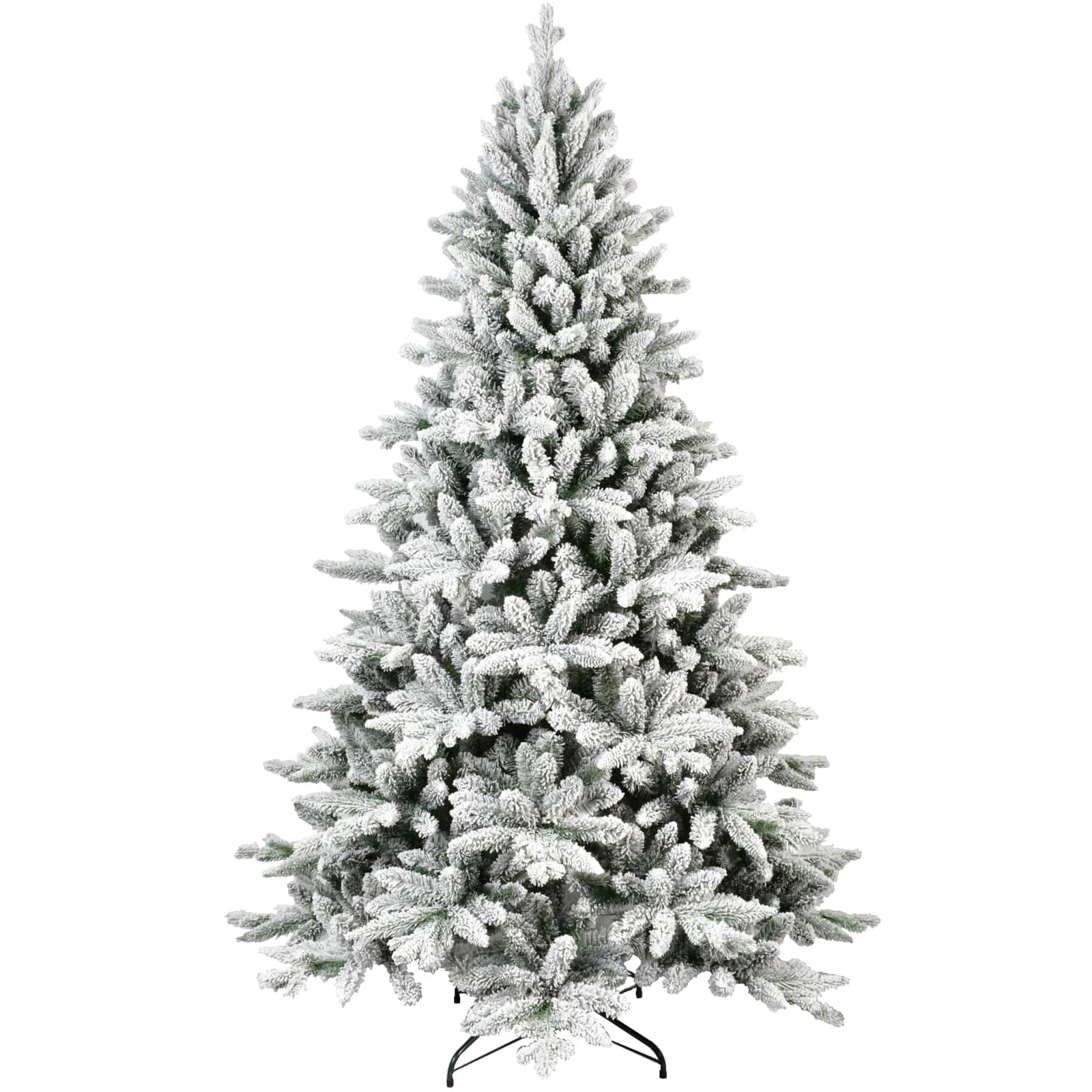 Boyel Living - 7 ft. Snow Flocked Christmas Tree PE PVC Hinged 1514 Tips with Metal Stand Full Artificial Holiday Decoration - White