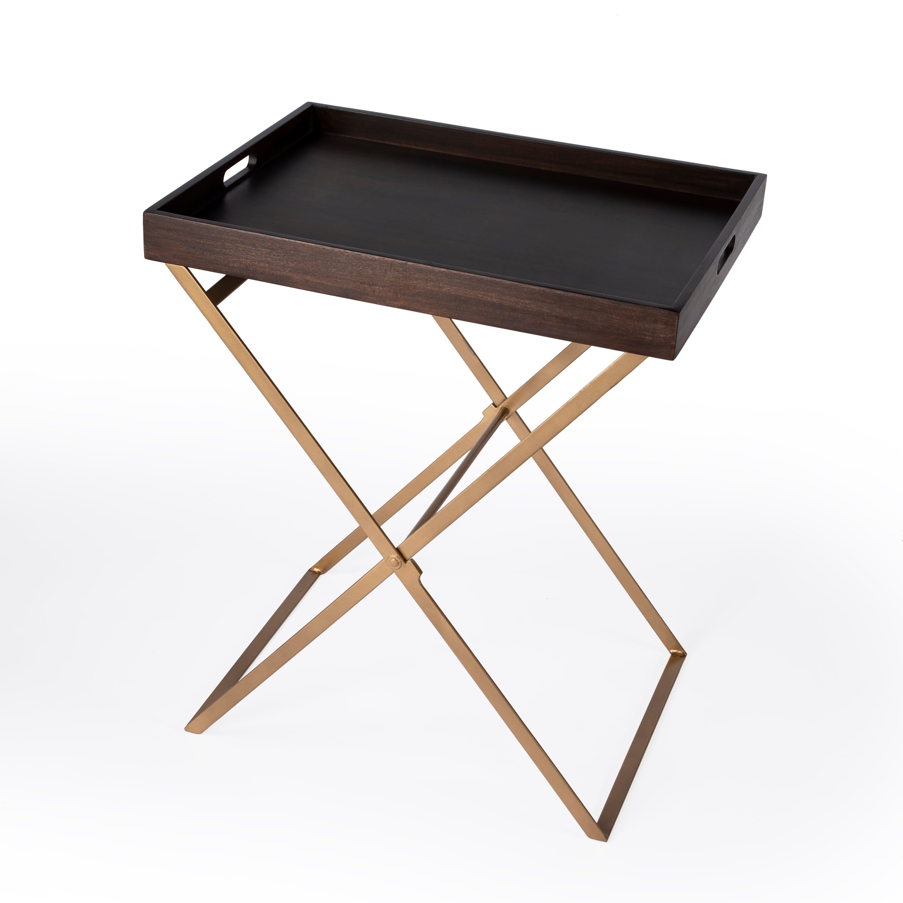 Butler Specialty - Emma 23.75 in. W Rectangular Wood and Metal Removeable Top Foldable Tray Side Table - Multi