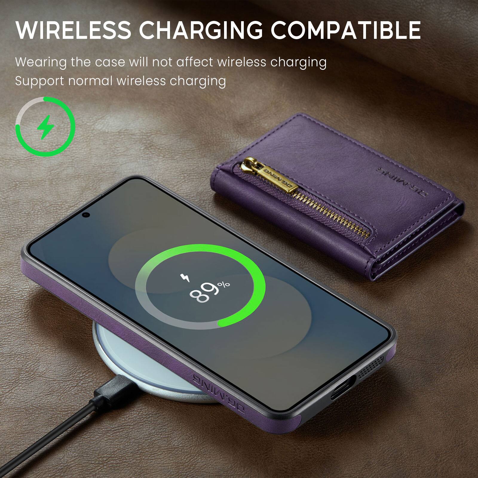 WIRELESS CHARGING COMPATIBLE  
Wearing the case will not affect wireless charging  
Support normal wireless charging