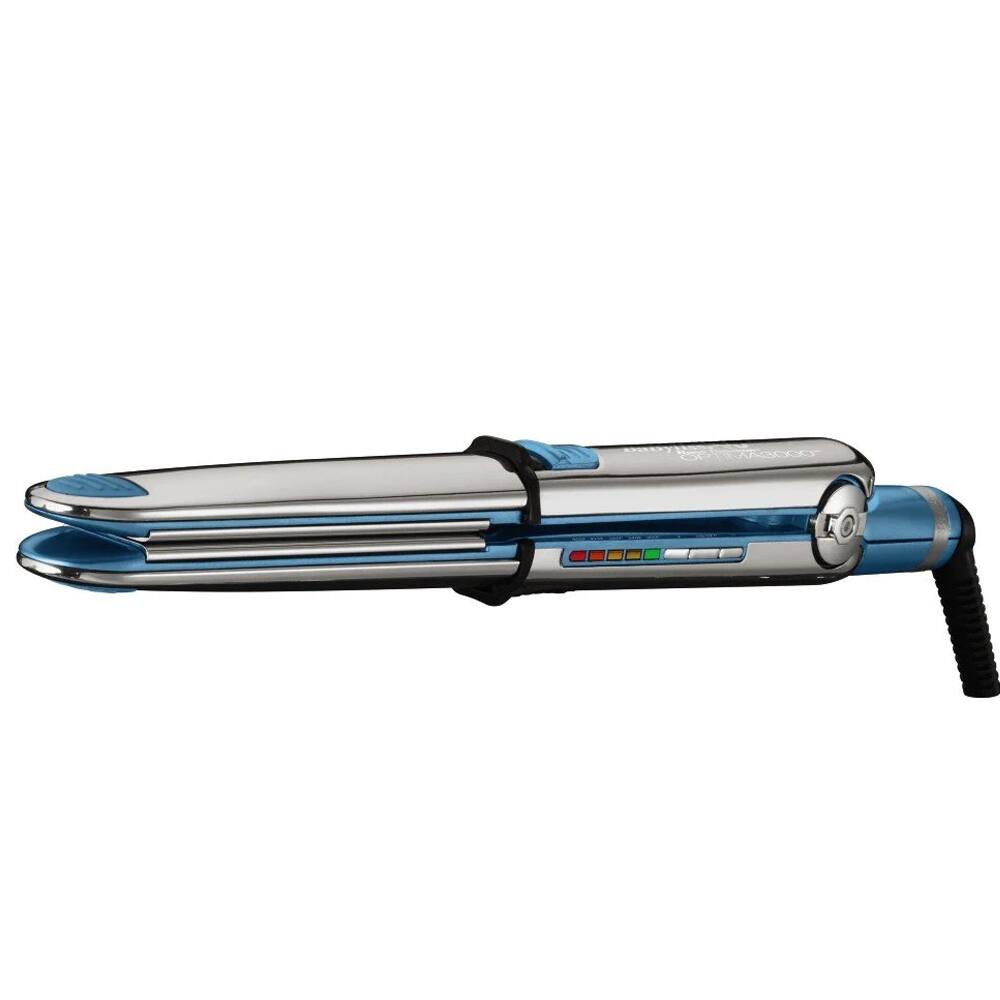 Left. Babyliss - BaByliss Pro Nano Titanium Prima 3100 Stainless Steel Flat Iron - 1"  BNT3100TUC (Dual Voltage) - Blue.