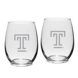 Jardine - Temple Owls Two-Piece 15oz. Stemless Wine Glass Set - Multicolor