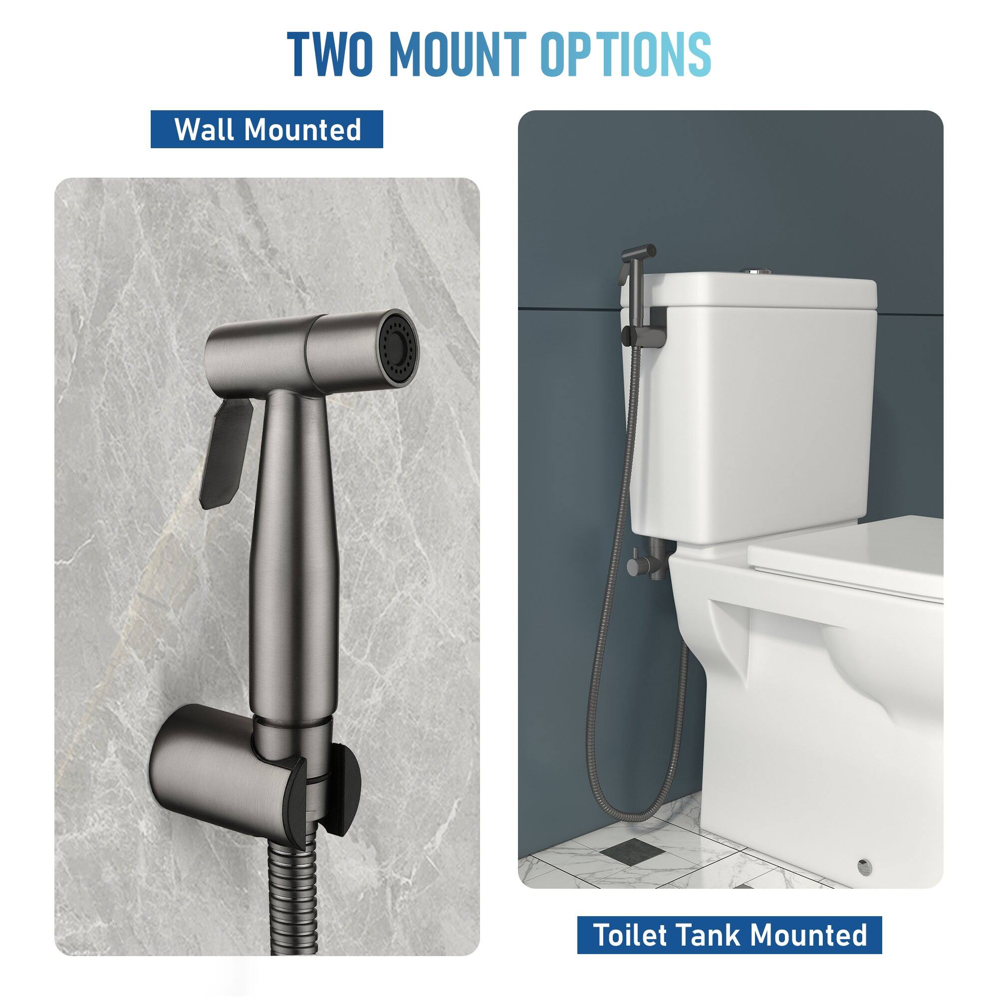 TWO MOUNT OPTIONS Wall Mounted Toilet Tank Mounted