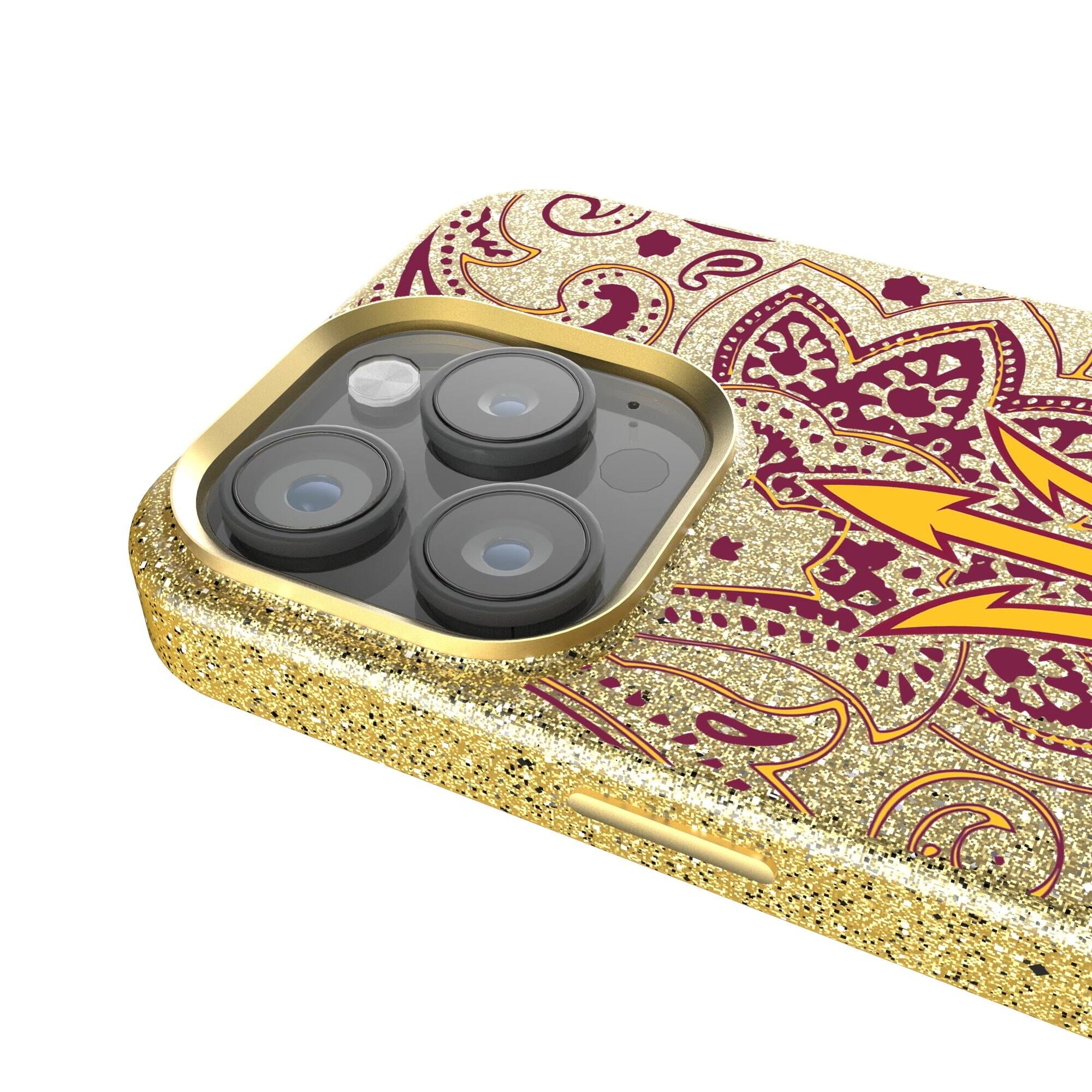 Alt View 3. Keyscaper - Arizona State Sun Devils Paisley Bling iPhone Case - 14 - Gold.
