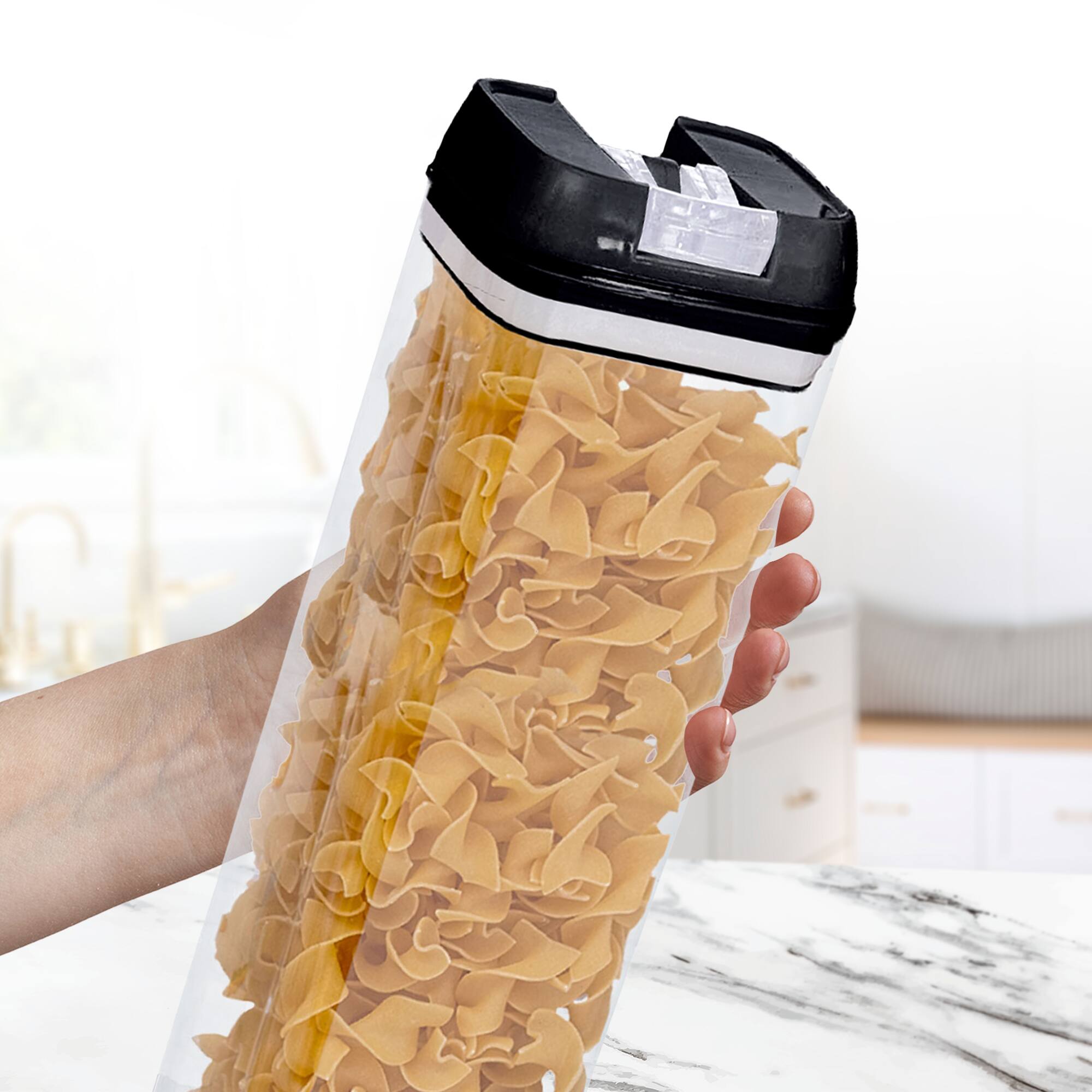 Alt View 2. Cheer Collection - 1.9-Liter Airtight Pantry Food Storage Containers with Labels, 4-Pack, Black - No Color Family.