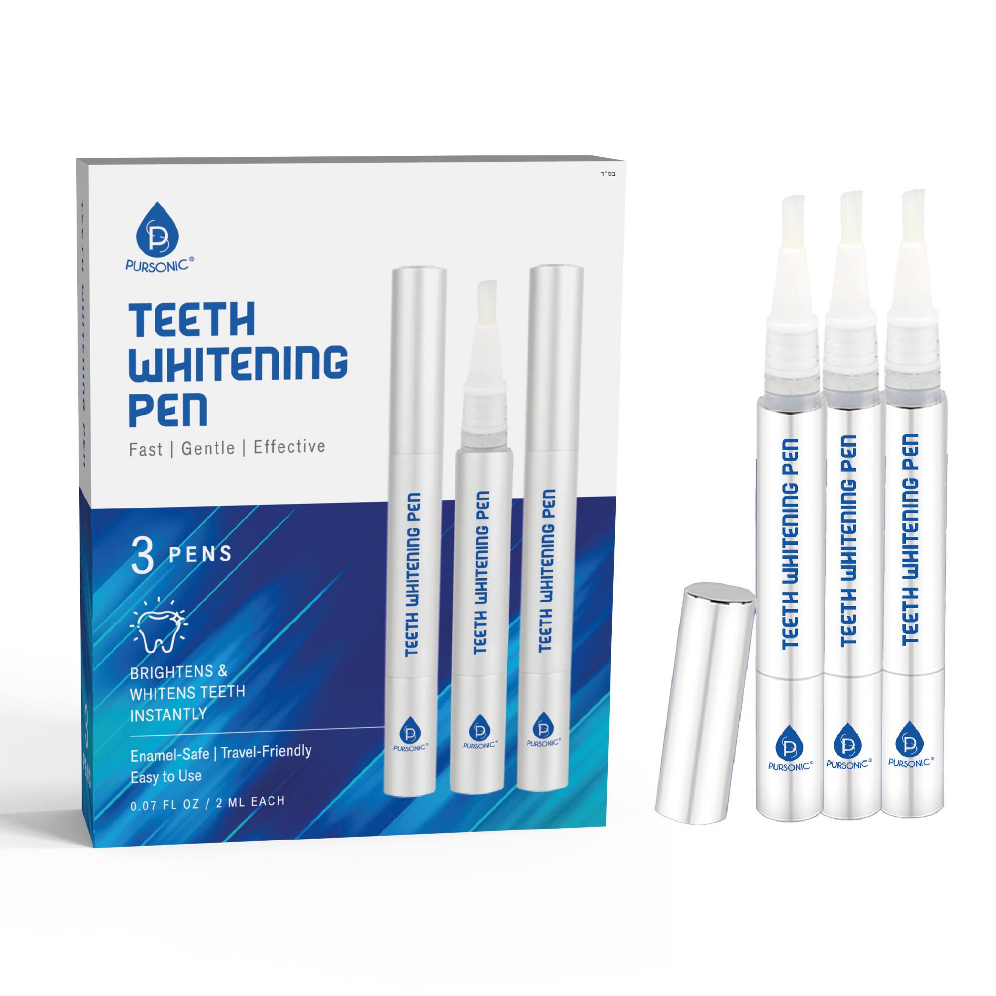 Pursonic - Teeth Whitening Pen | Brightens & Whitens Teeth Instantly, 3-Pack, Enamel Safe, No Sensitivity - White
