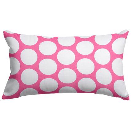 Front. Majestic Home - Pillow 12x20 Polka Dot (Large) Hot Pink - Pink.