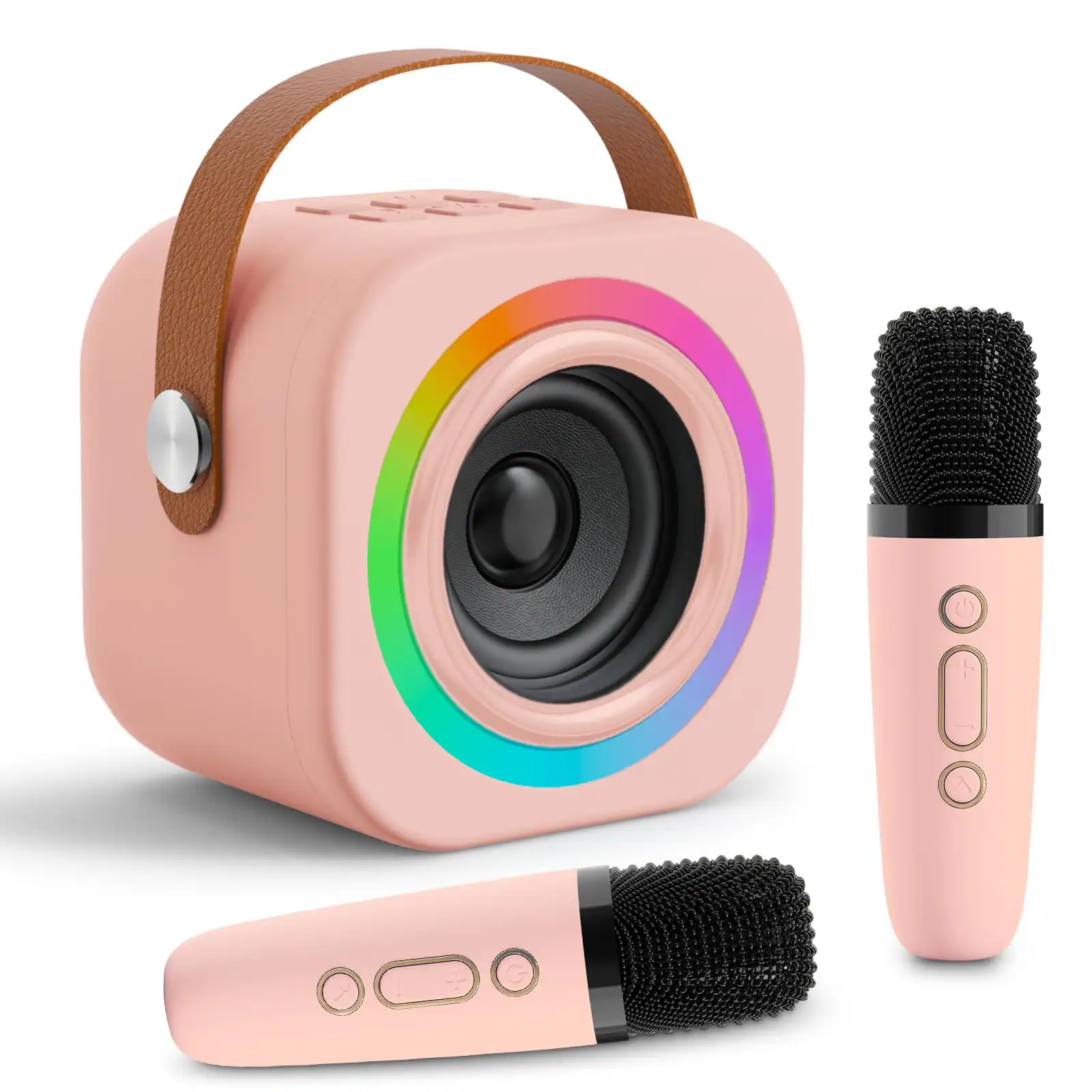 Cozy Serene - Mini Karaoke Machine Wireless Mics Top Singing Toys Birthday Gifts Ideas Ages Years Old Great Mini Karaoke Machine For - Pink