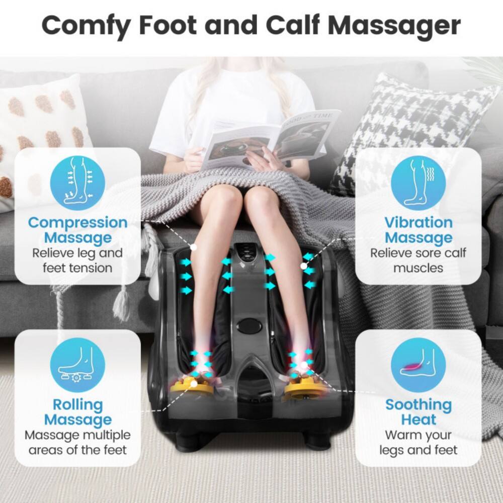Comfy Foot and Calf Massager TIME 200D

- Compression Massage: Relieve leg and feet tension
- Vibration Massage: Relieve sore calf muscles
- Rolling Massage: Massage multiple areas of the feet
- Soothing Heat: Warm your legs and feet
