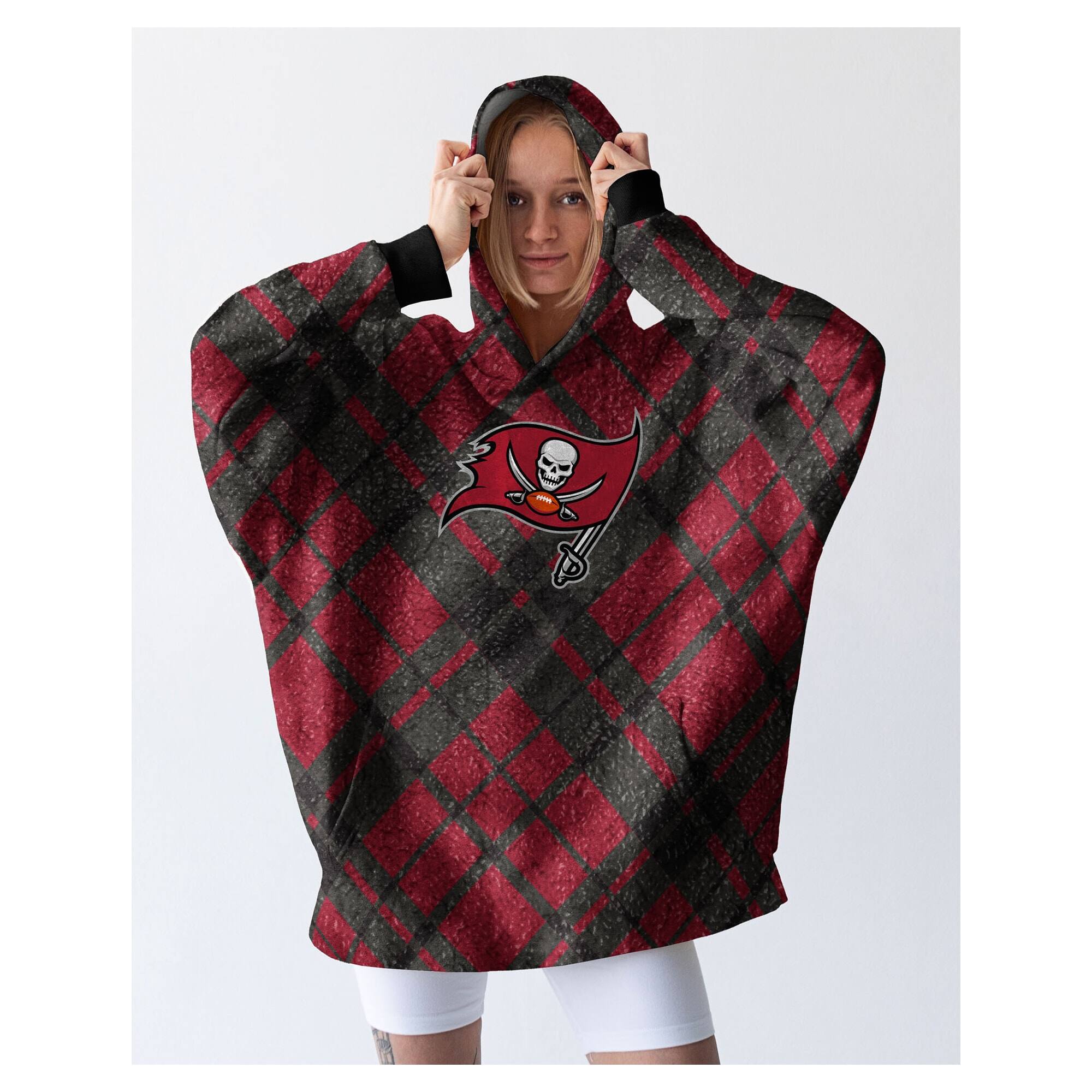 Front. Pegasus - Tampa Bay Buccaneers 34" x 34" Digital Dash Sherpa Hooded Fan Cape - Multicolor.