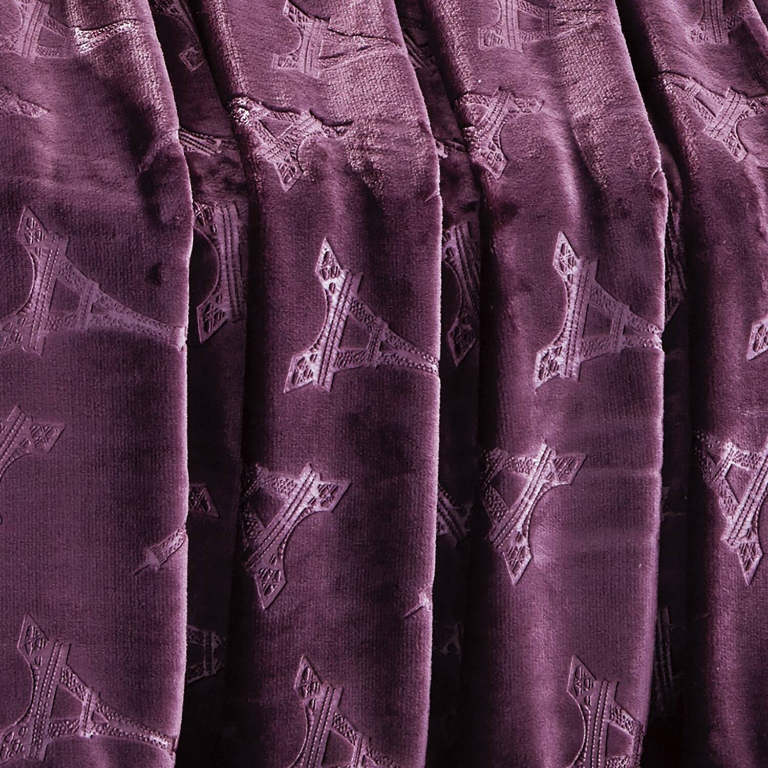 Alt View 4. Noble House - Plazatex Eiffel Tower Embossed Decorative Super Soft Throw Blanket for Sleep/Decor 2 Pack 50" x 60" Plum - Plum.